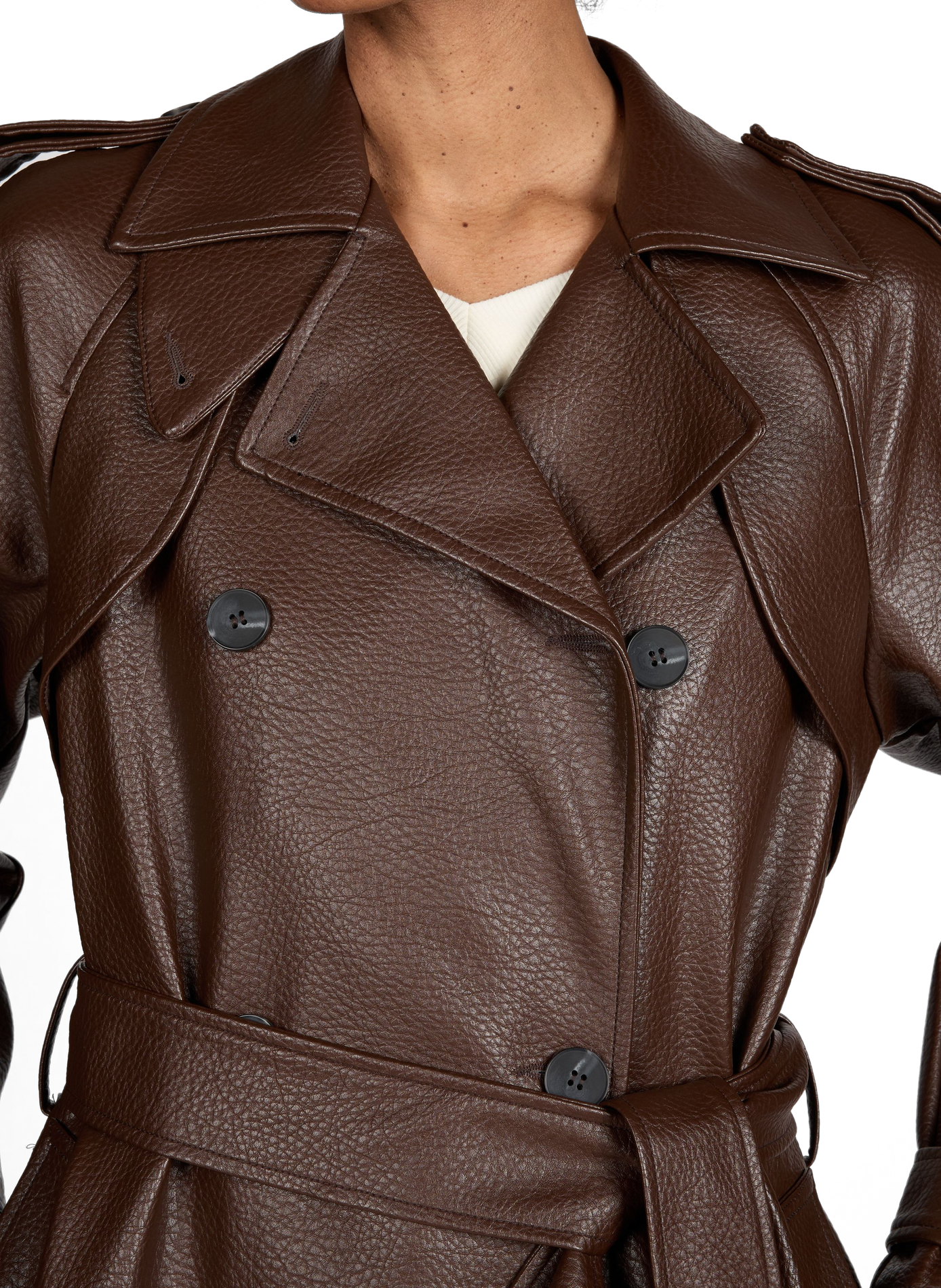 Grained straight trench coat TOPSHOP Brown