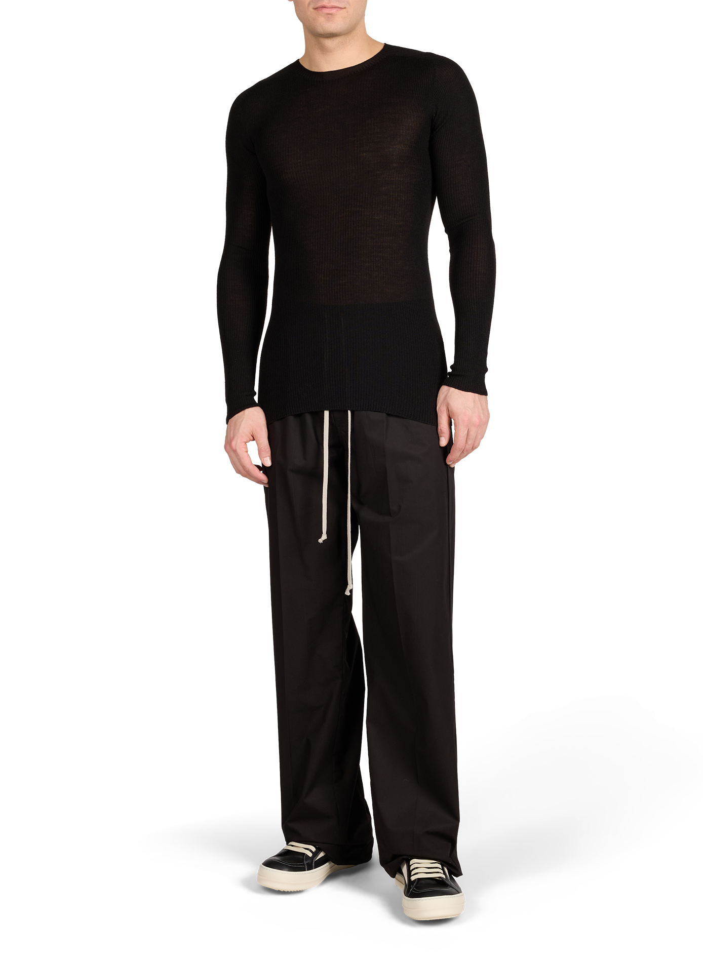 T-shirt manches longues ajusté en coton RICK OWENS Noir