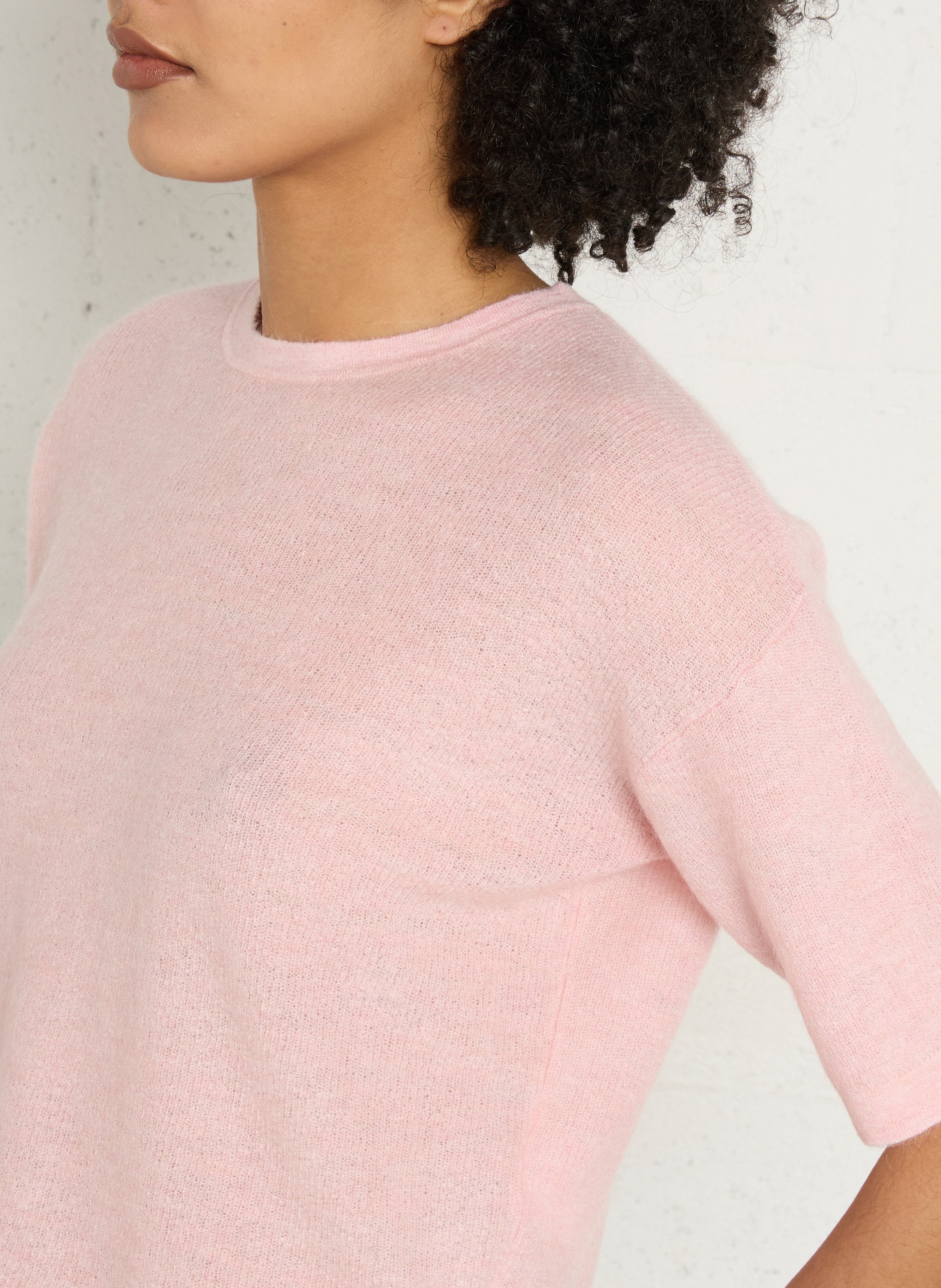 Pull col rond en mohair mélangé Paolo bis MAISON 123 Rose