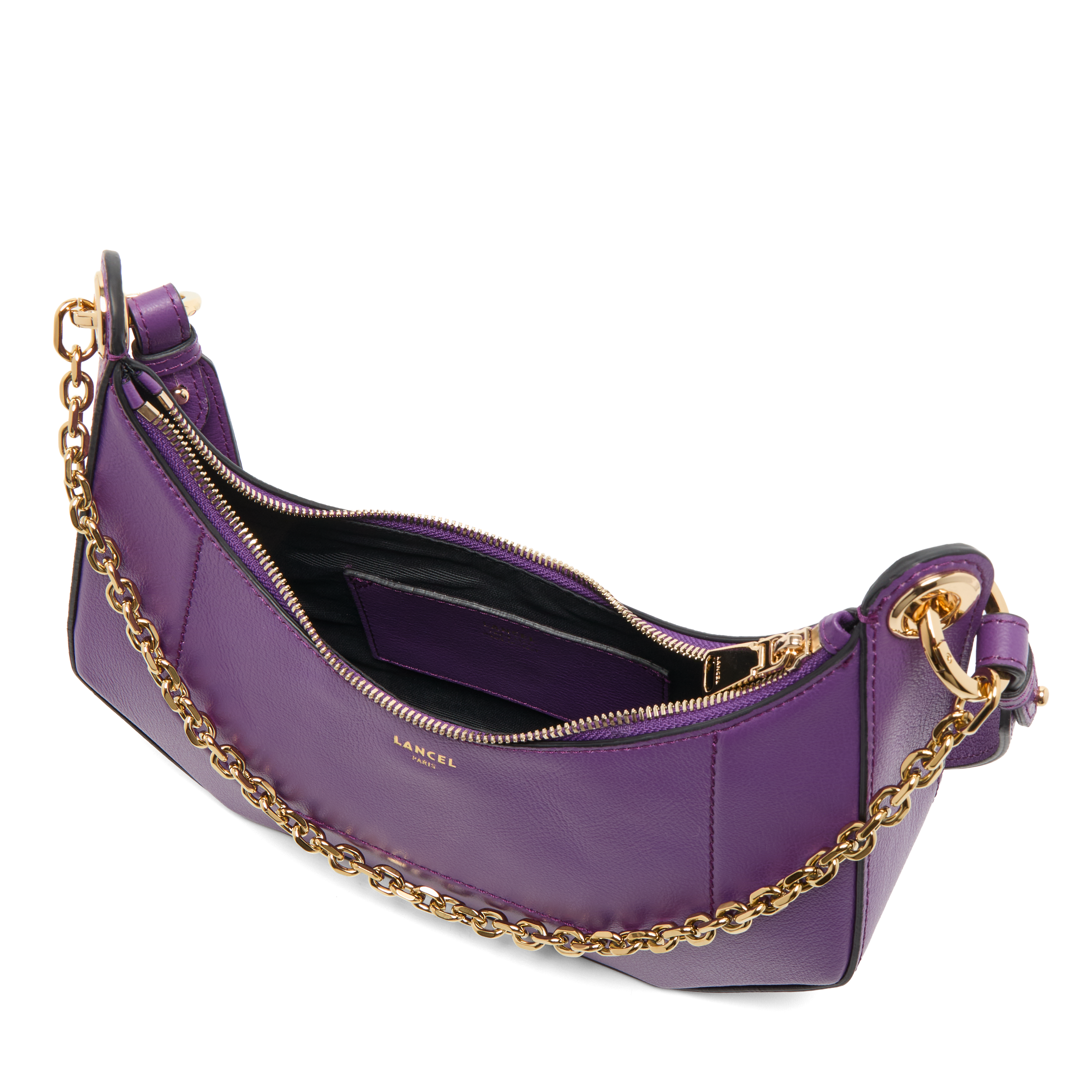 Sac zippé m double porté croisette de lancel en cuir LANCEL Violet