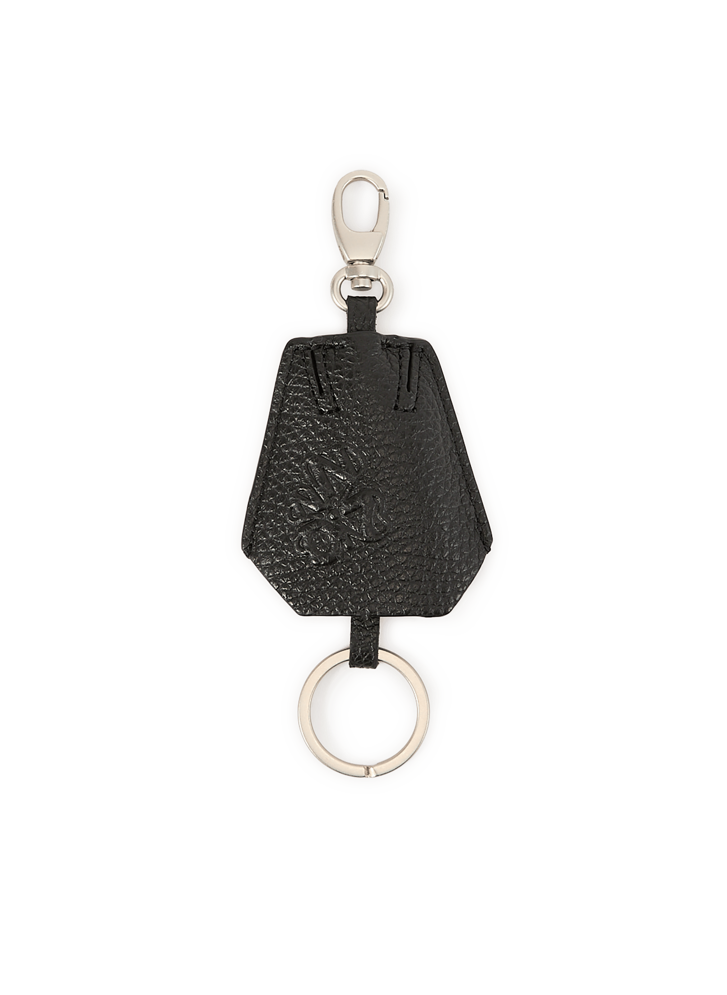 Grained leather keychain NN.07 Black