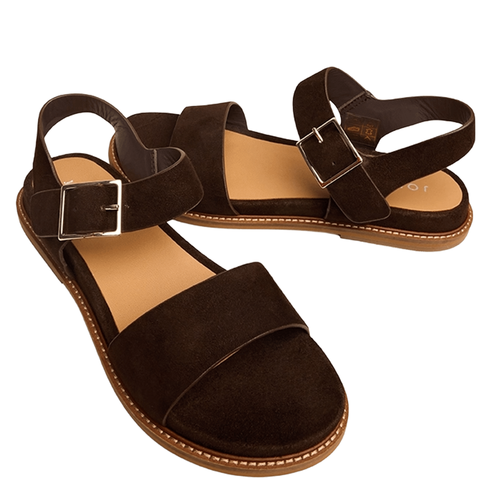 Sandales plates en cuir suédé acco JONAK Marron