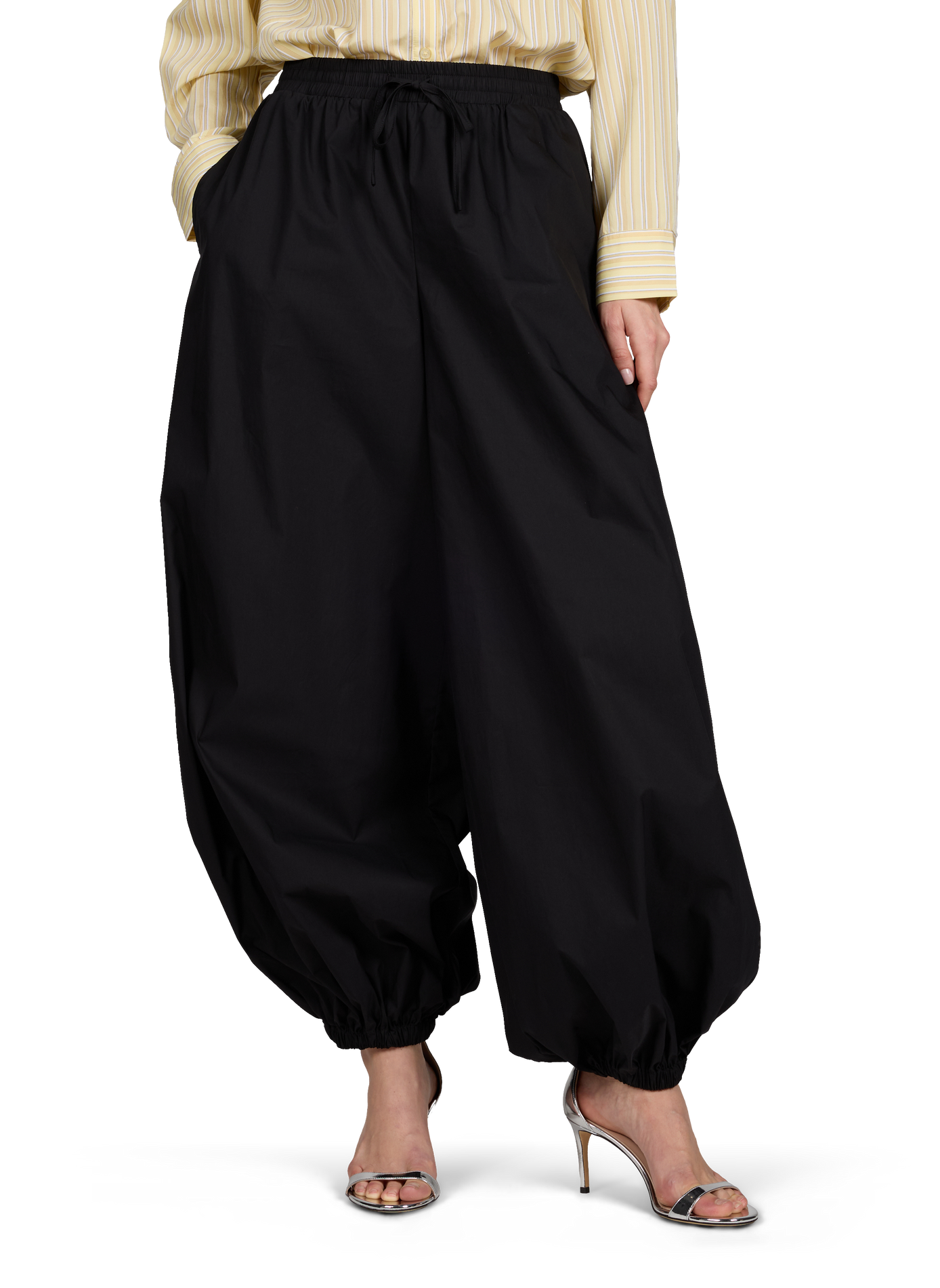 Pantalon large Harem en coton mélangé OBJECT Noir