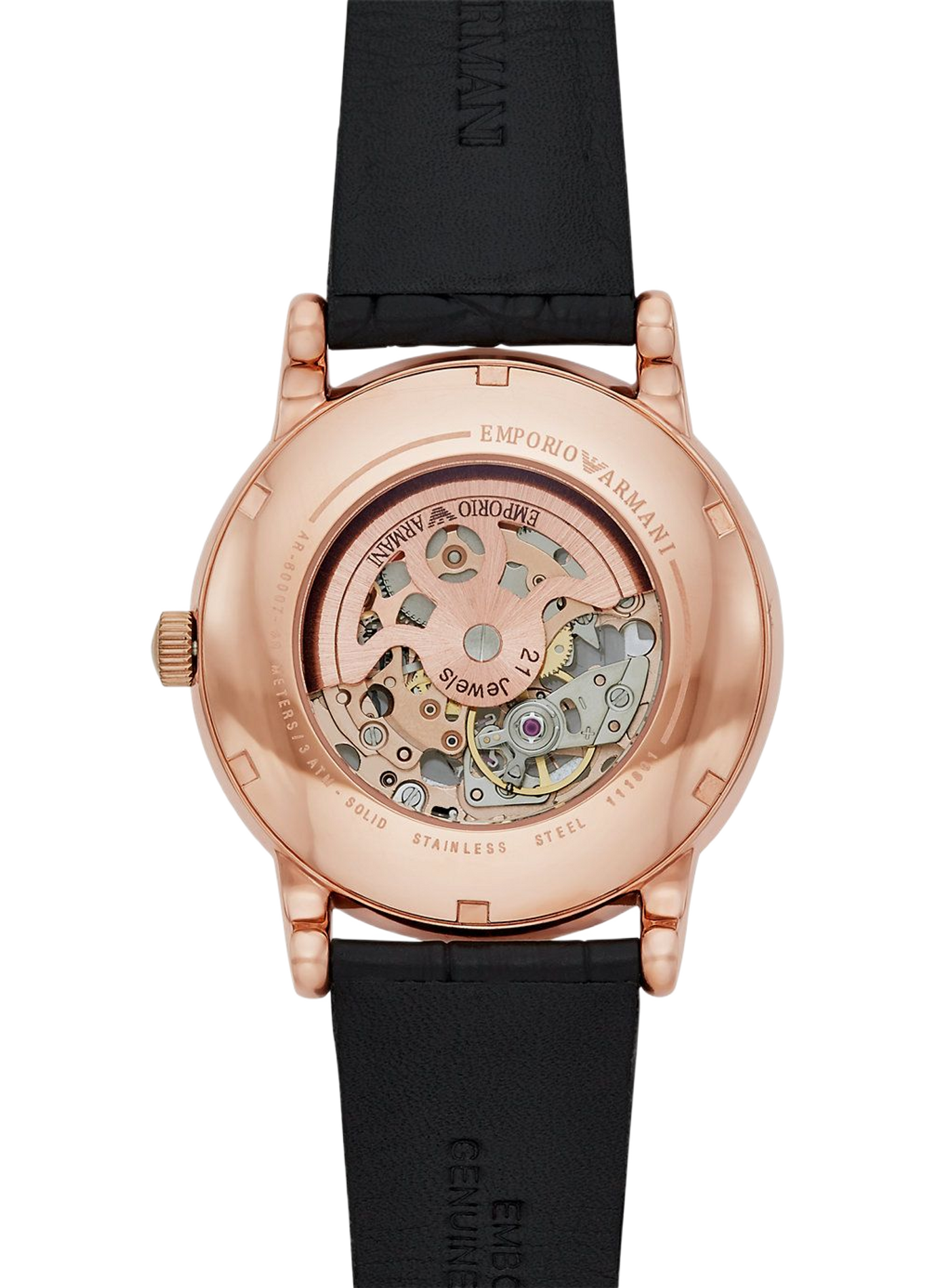 Montre automatique en cuir ARMANI MONTRES Argent