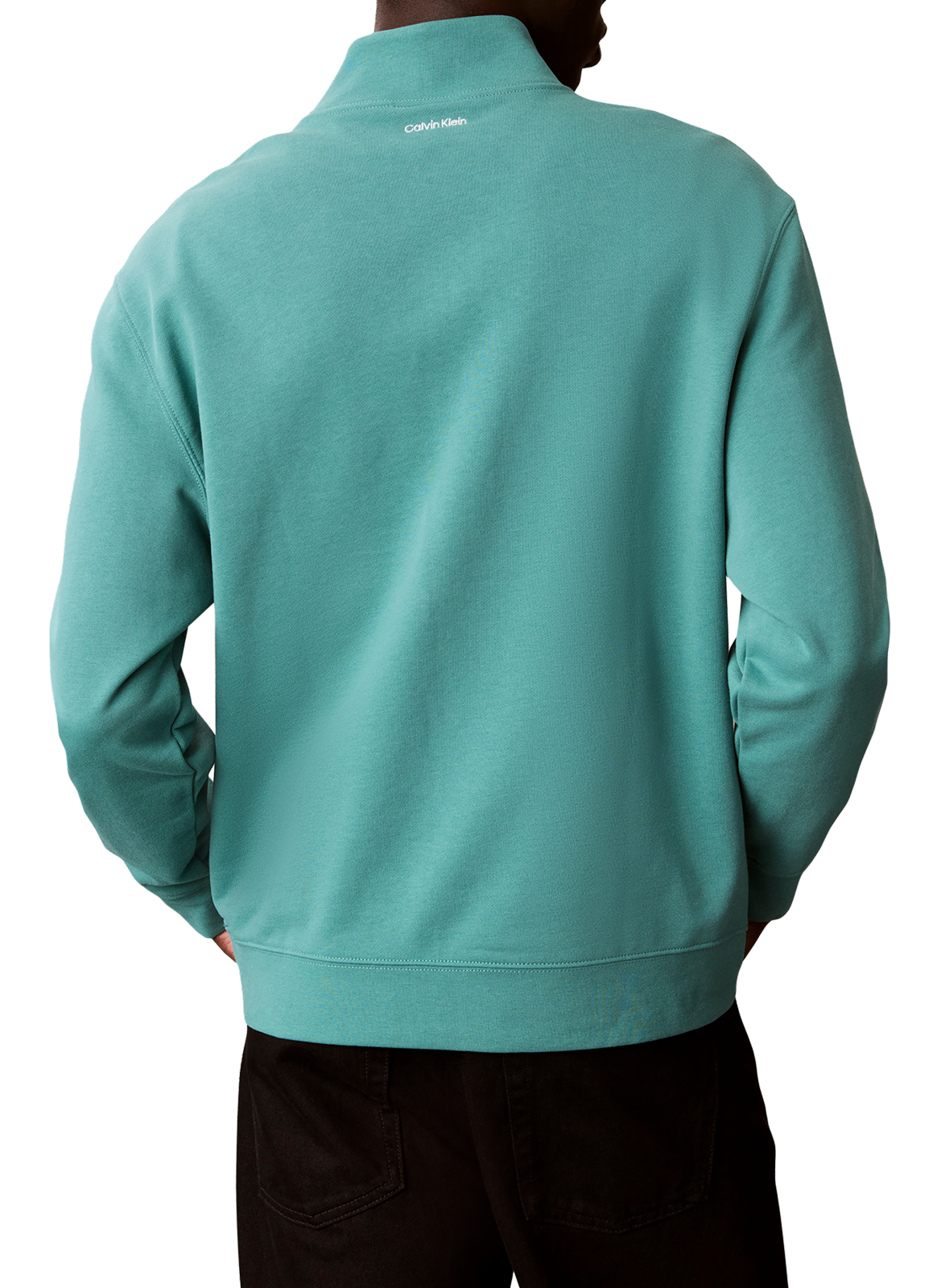 Sweatshirt à col montant zippé en coton CALVIN KLEIN Vert