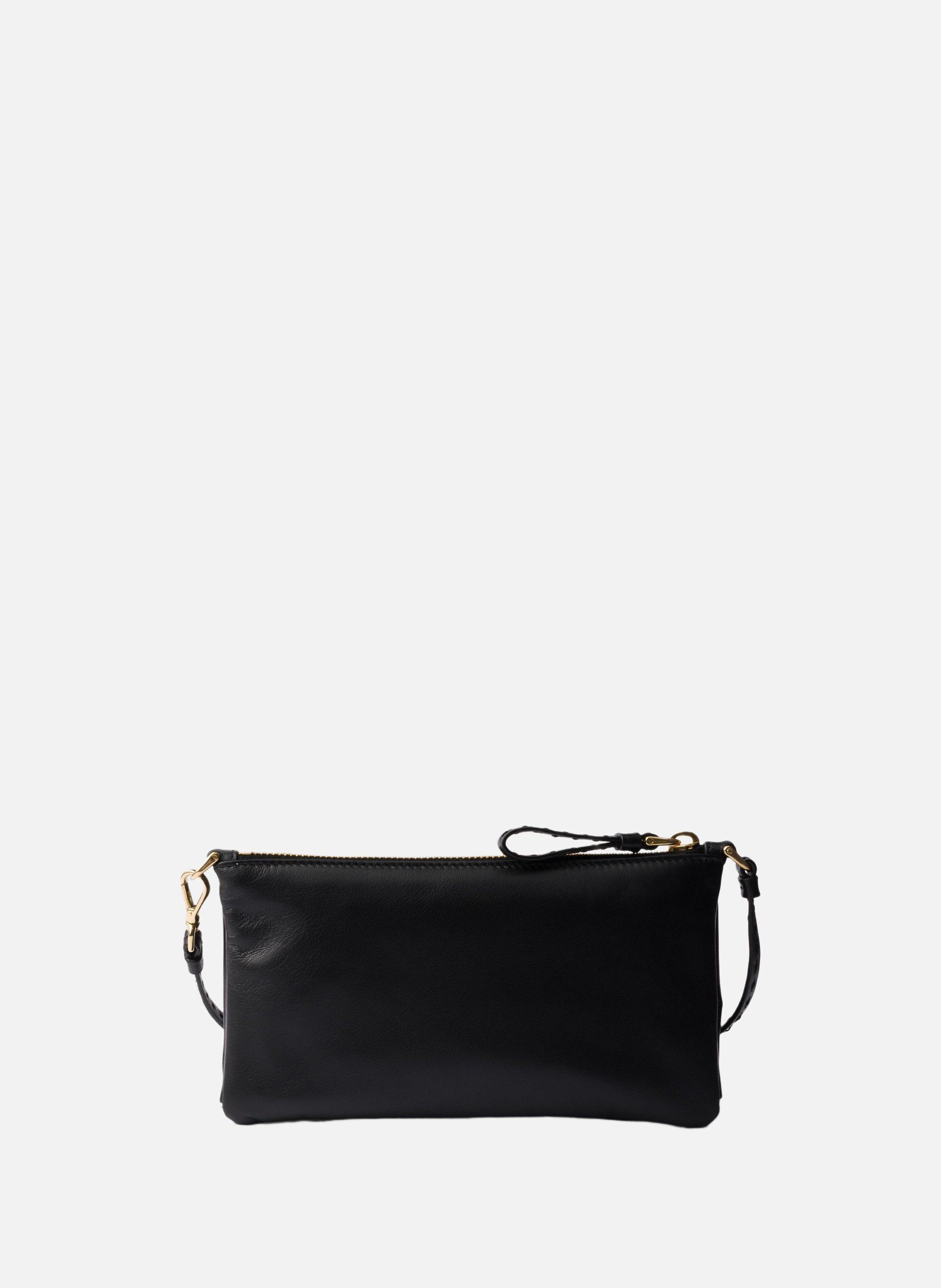 Pochette en cuir nappa avec fermeture à glissière PRADA Noir