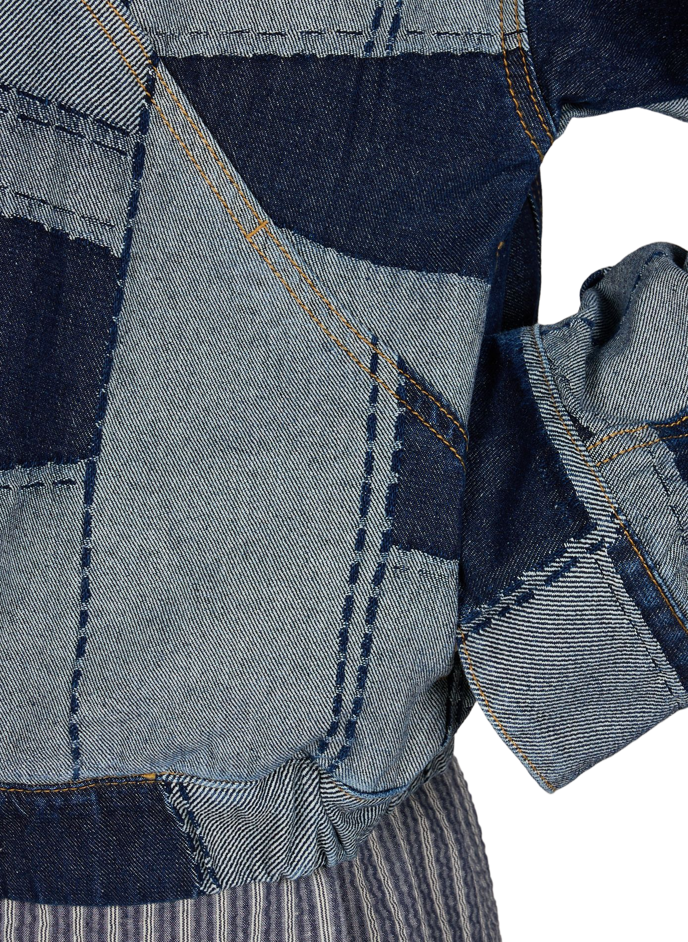 Denim patchwork cotton jacket by Vishelba VILA Blue