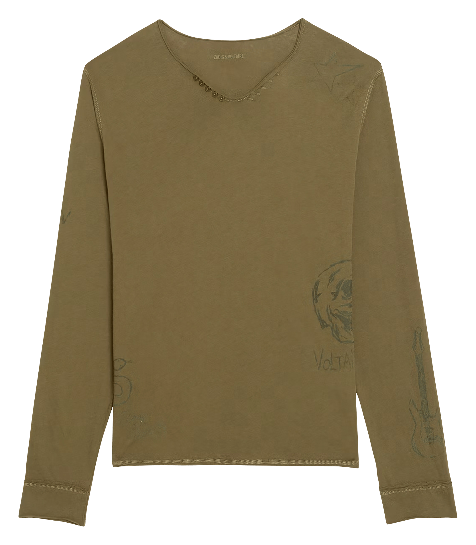 Tee-shirt droit col tunisien en coton monastir ZADIG&VOLTAIRE Vert