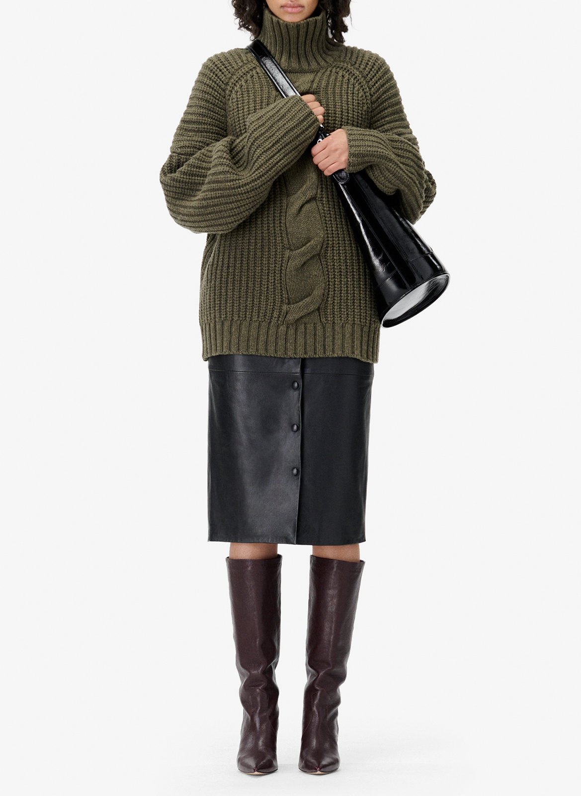 Oversized braided wool blend Rhona sweater IRO Khaki