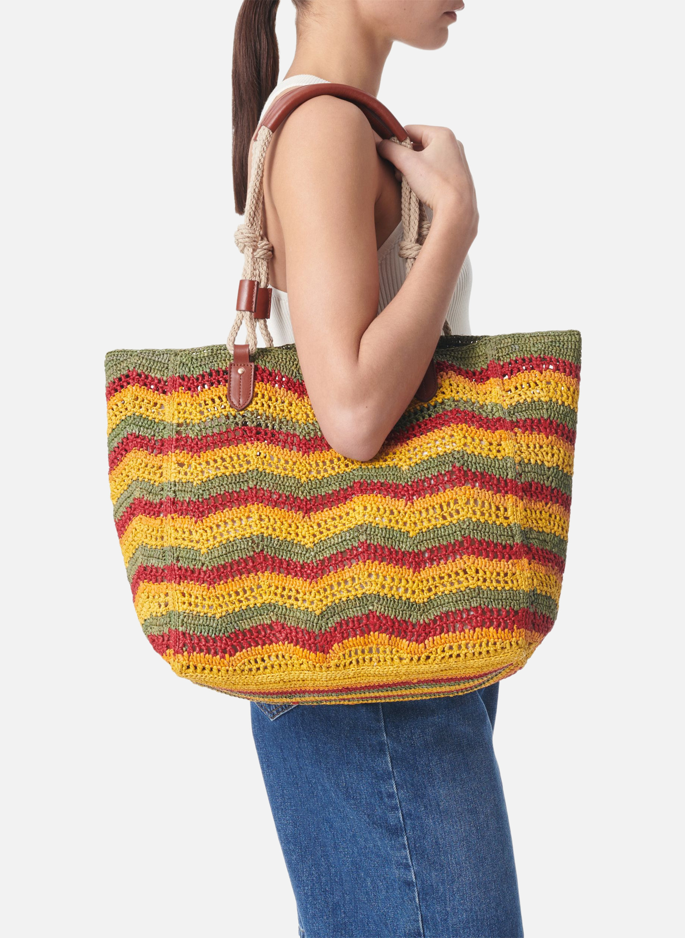 Sac en raphia et corde VANESSA BRUNO Multicolore
