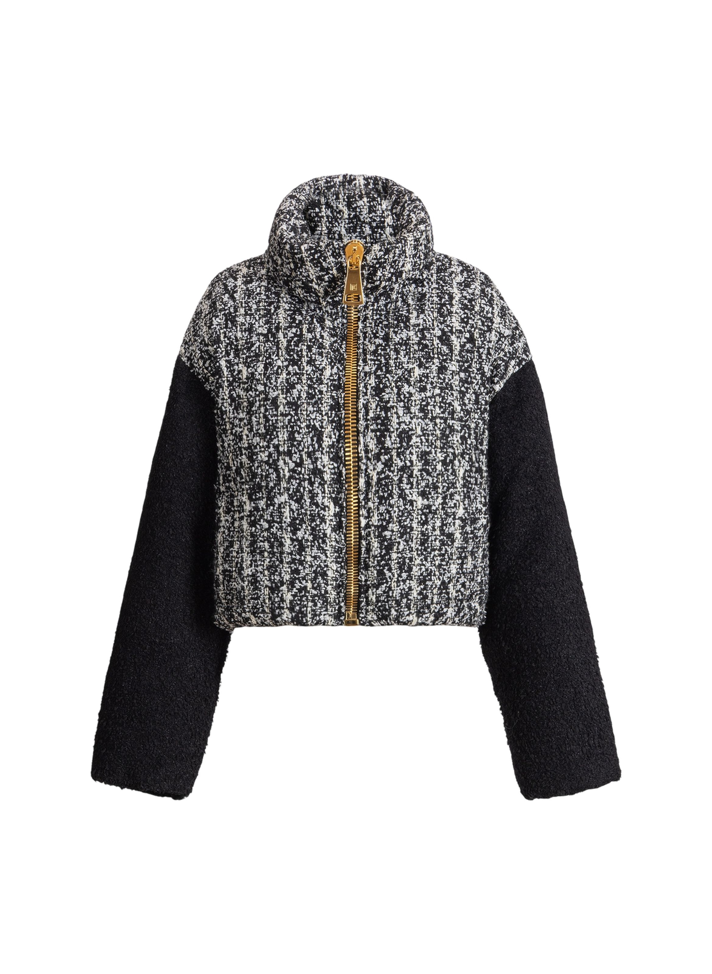 Doudoune en tweed bicolore BALMAIN Noir