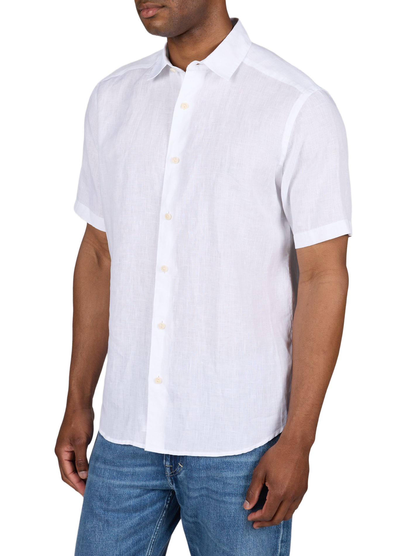 Straight shirt with short sleeves in linen ETON White