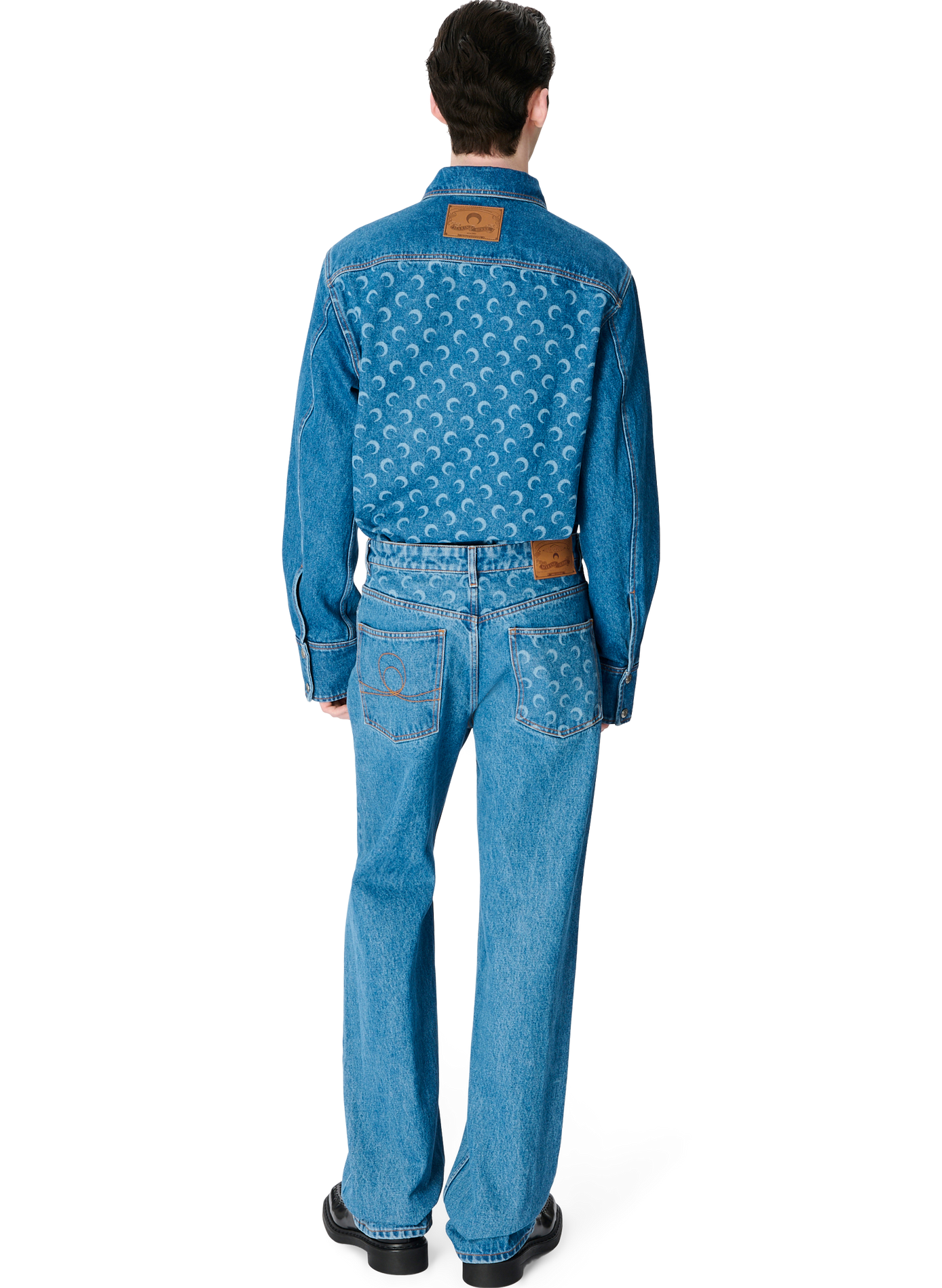 Chemise manches longues en denim délavé bleu laser moon unisexe MARINE SERRE Bleu