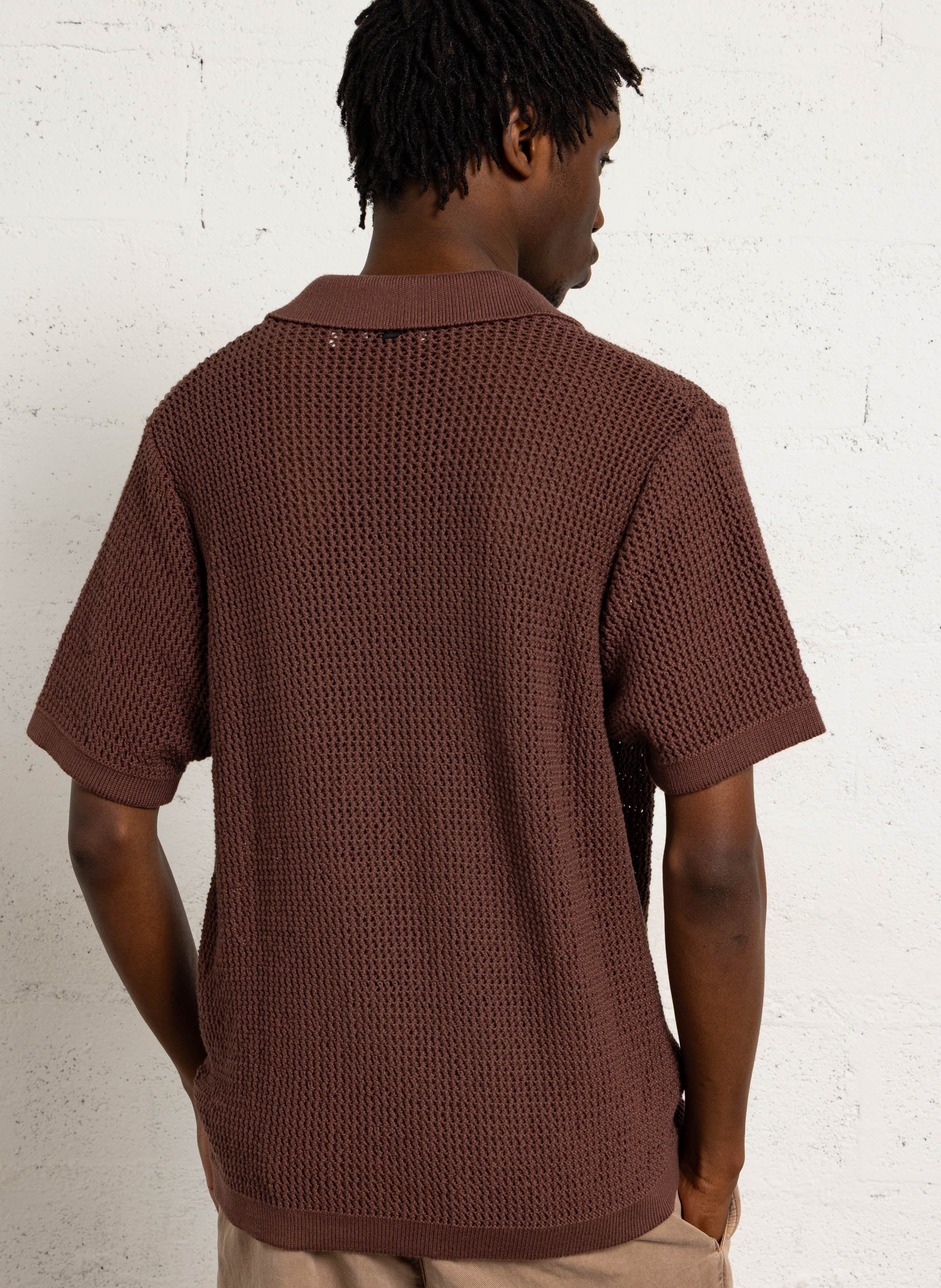 Polo droit en coton mélangé IKKS Marron