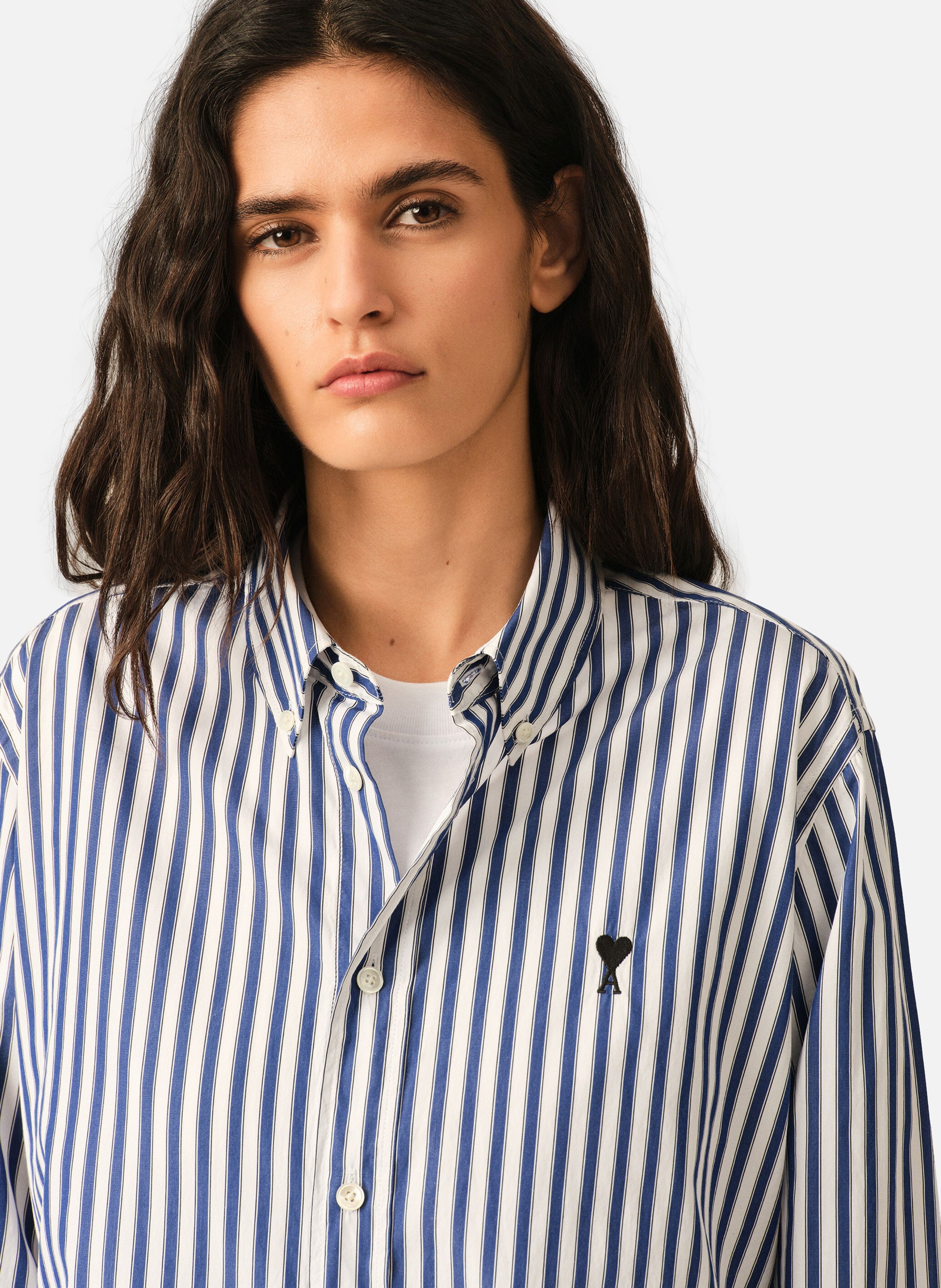Chemise rayée unisexe en coton ami de coeur AMI PARIS Bleu