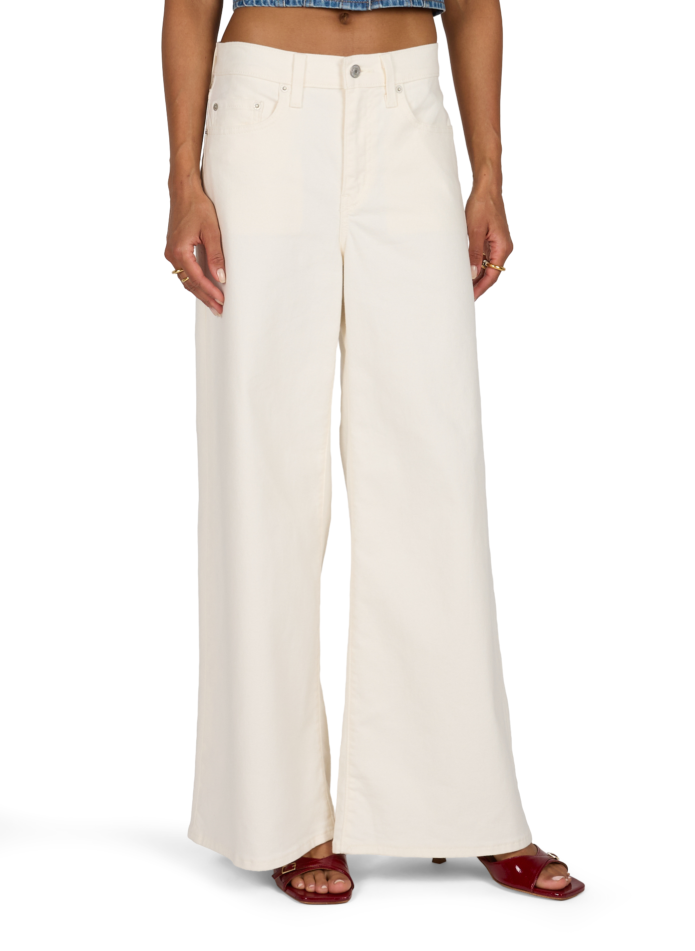 Jean 728 large à taille haute en coton mélangé LEVI'S Blanc