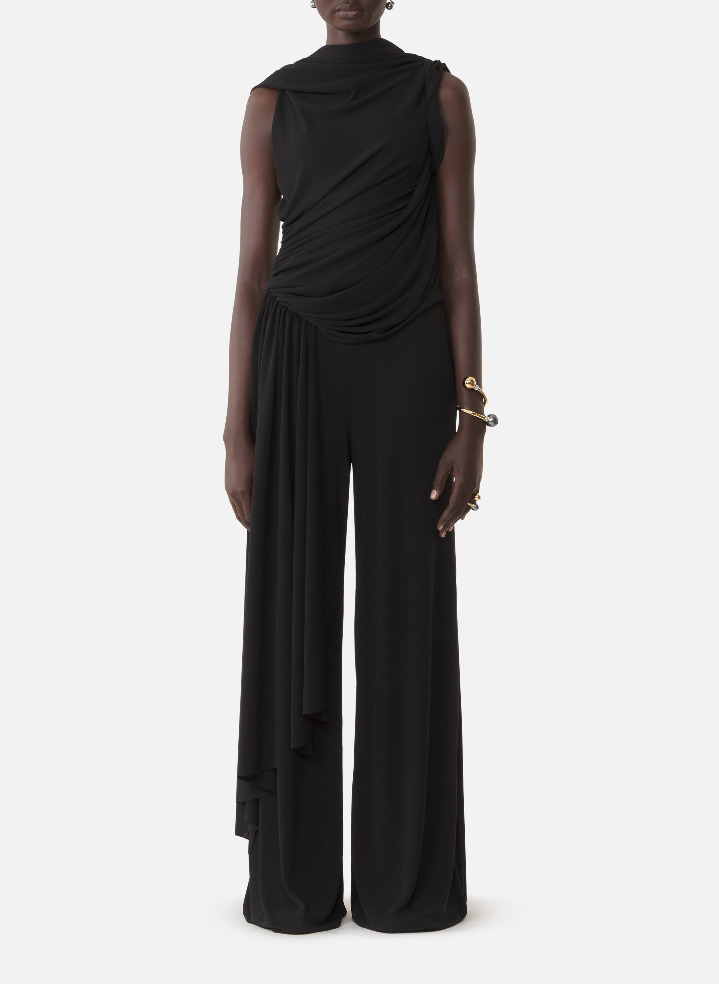 Combinaison drapée en jersey crêpe LANVIN Noir