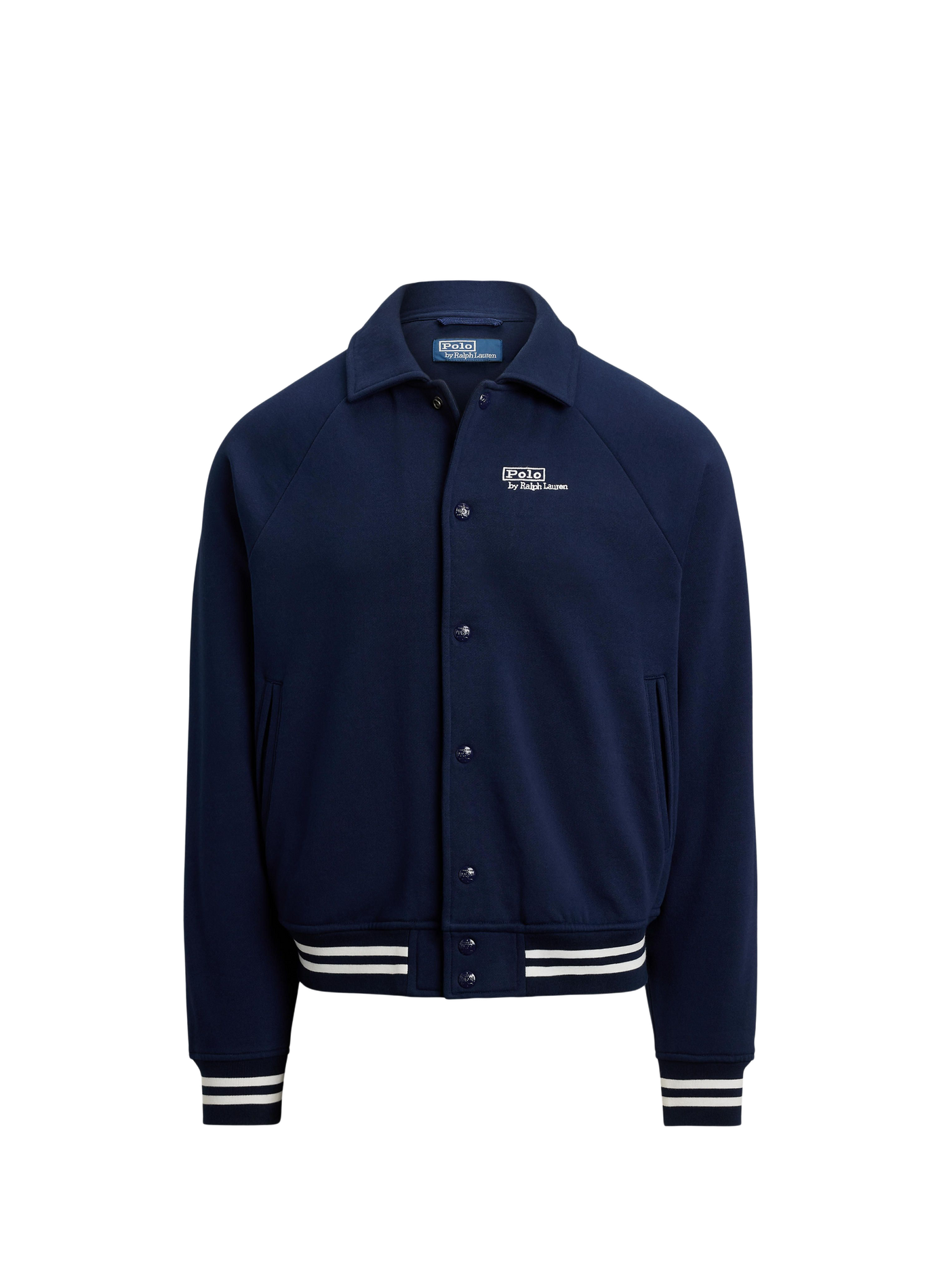 Straight striped cotton blend jacket POLO RALPH LAUREN Blue