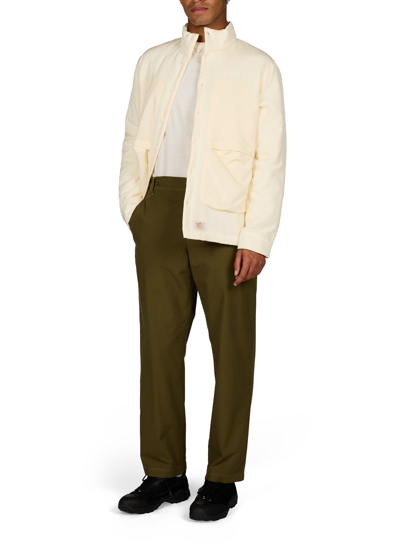 Oversized textured high neck jacket RANRA White