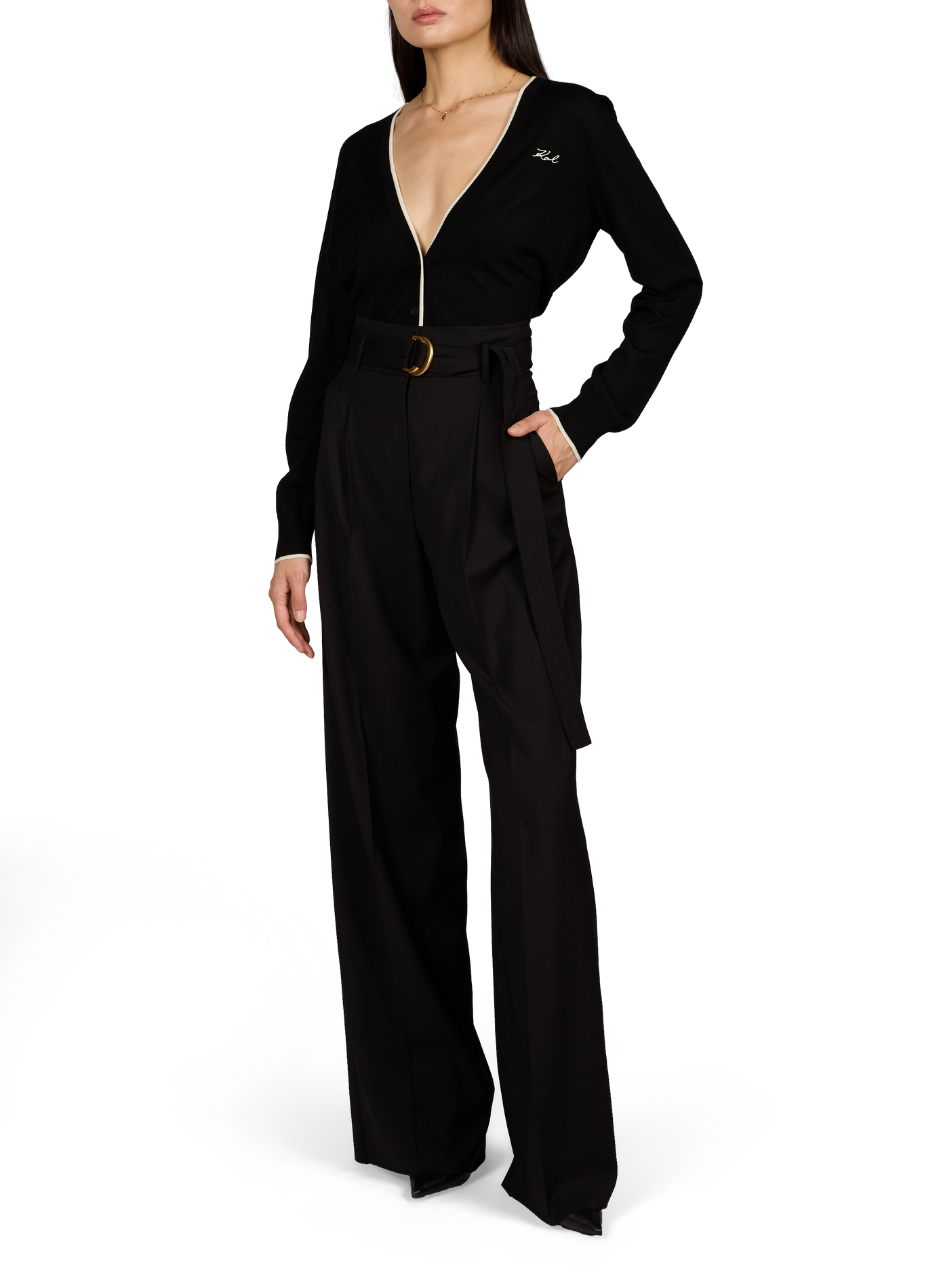 V-neck wool vest KARL LAGERFELD Black