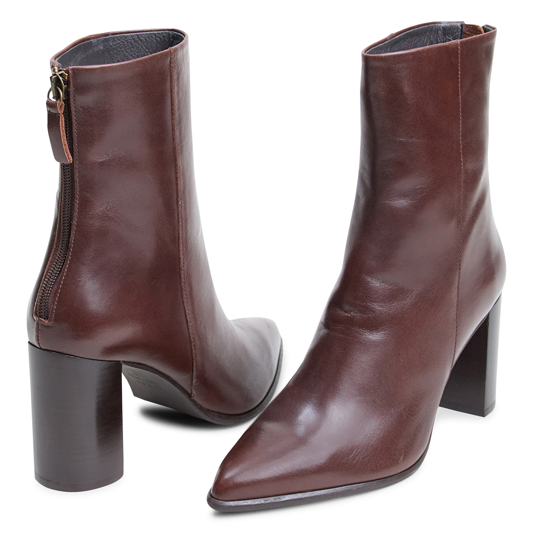 Bottines bout pointu en cuir de vachette pixi JONAK Marron