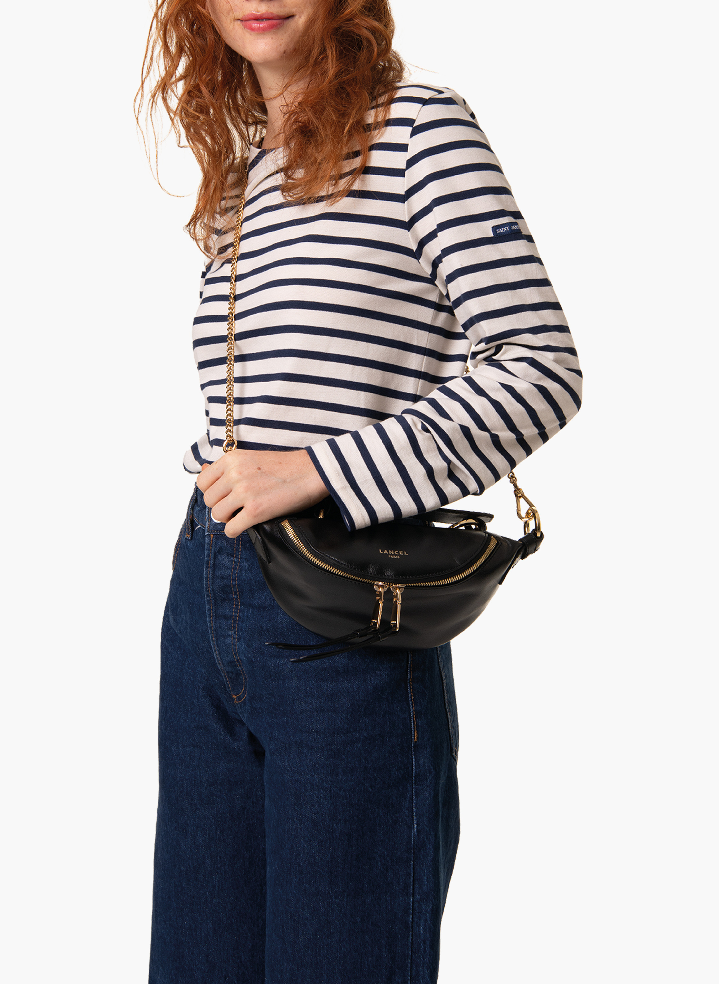 Kleine crossbodytas "Origami" van Lancel in leer. LANCEL Zwart