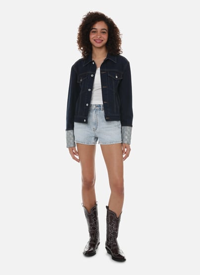 Veste jean à détail strass ALEXANDER WANG Veste jean à détail strass ALEXANDER WANG