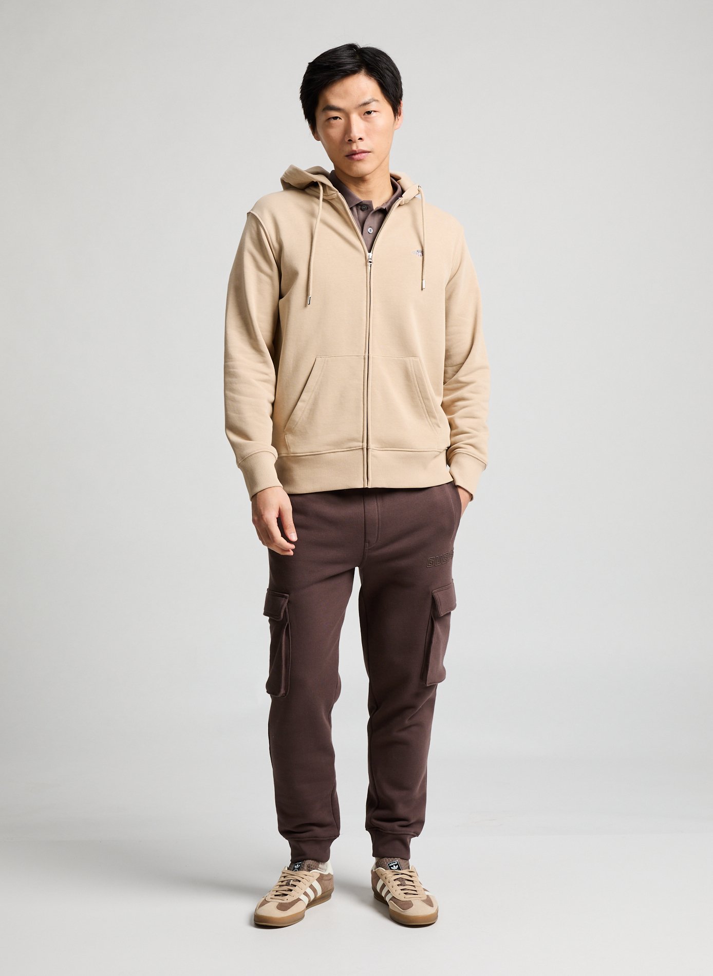Hoodie zippé en coton  GANT Beige