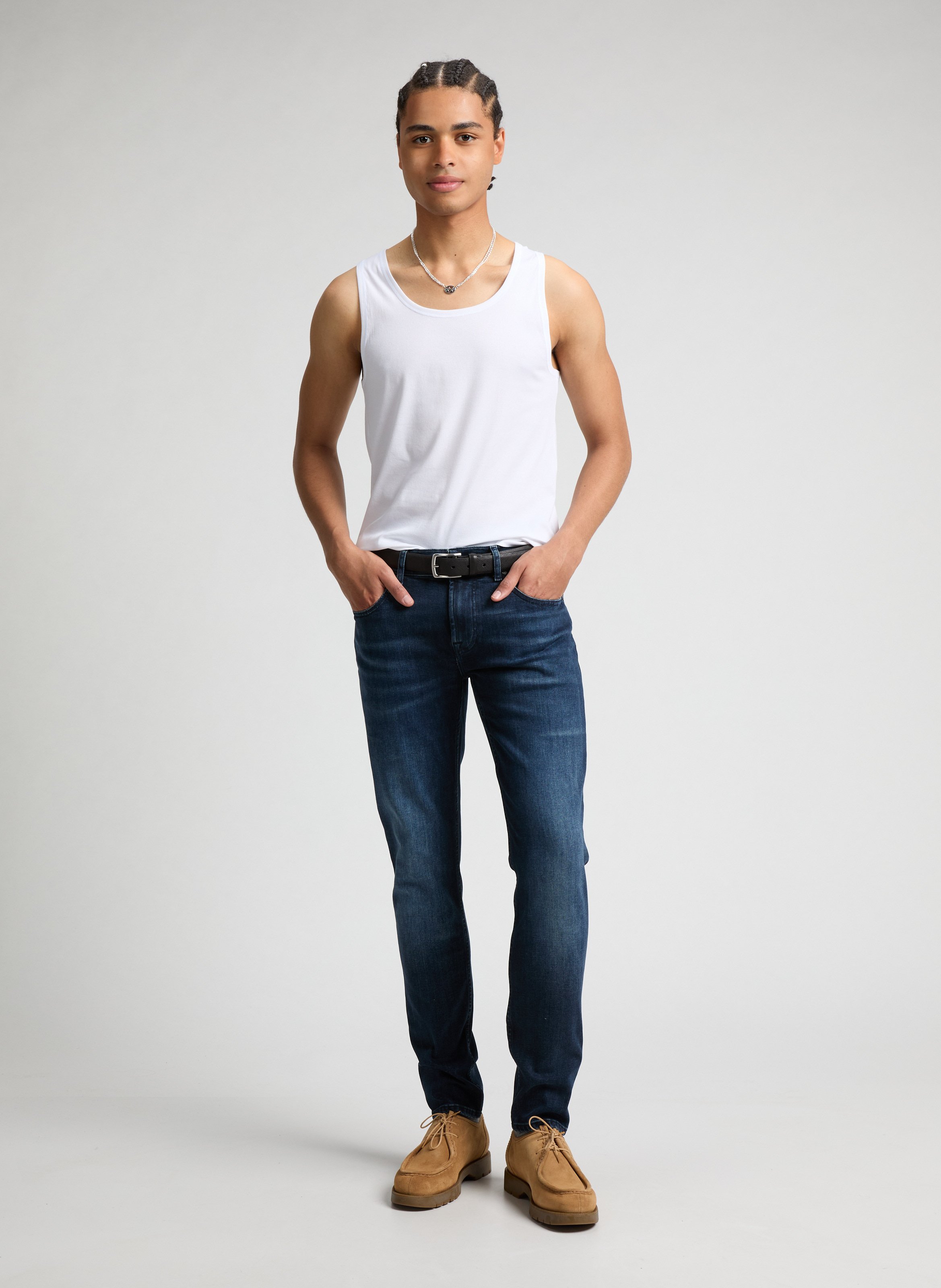 Cotton-blend slim-fit jeans 7 FOR ALL MANKIND Blue