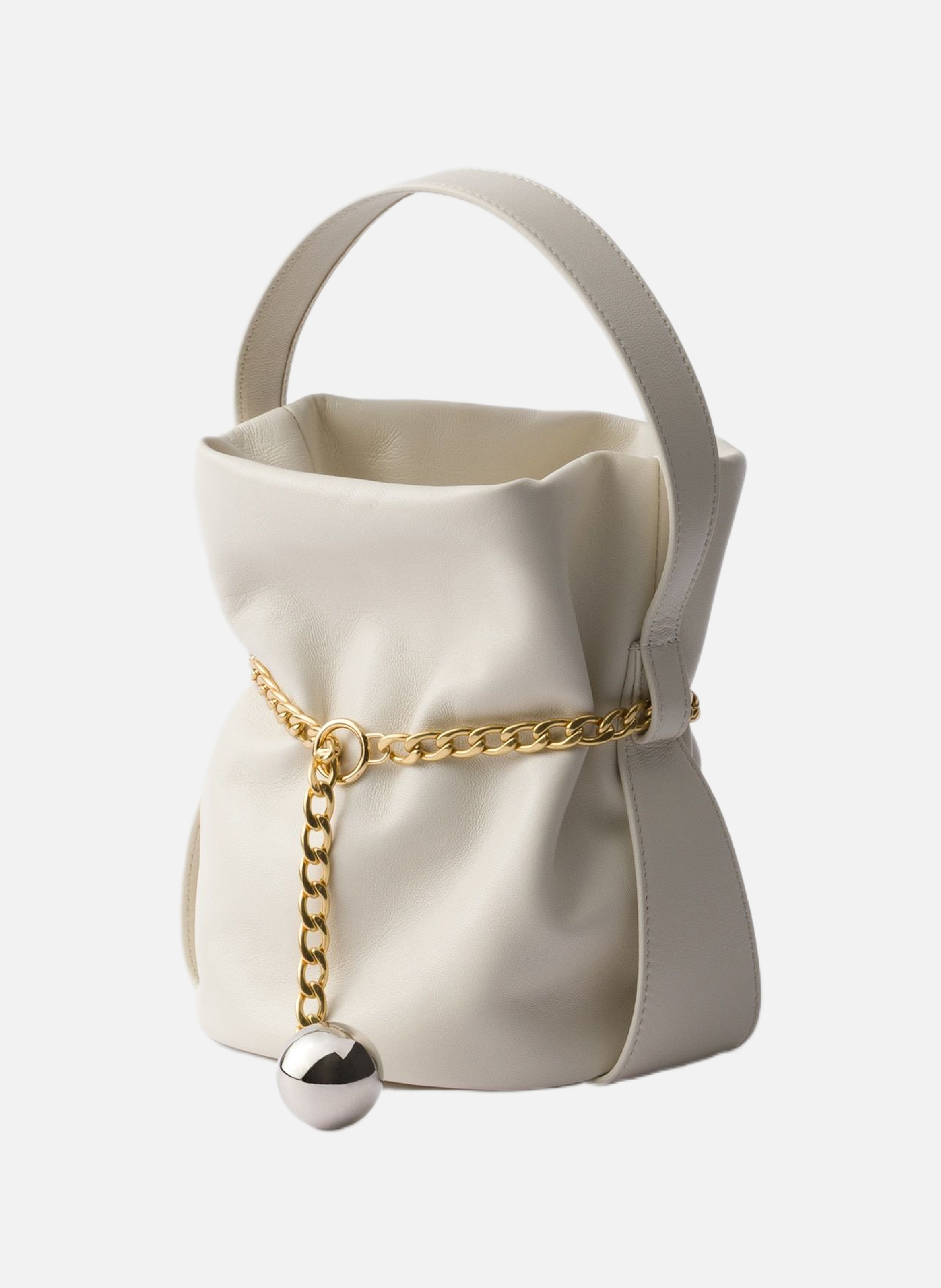 Petit sac seau en cuir nappa PRADA Blanc