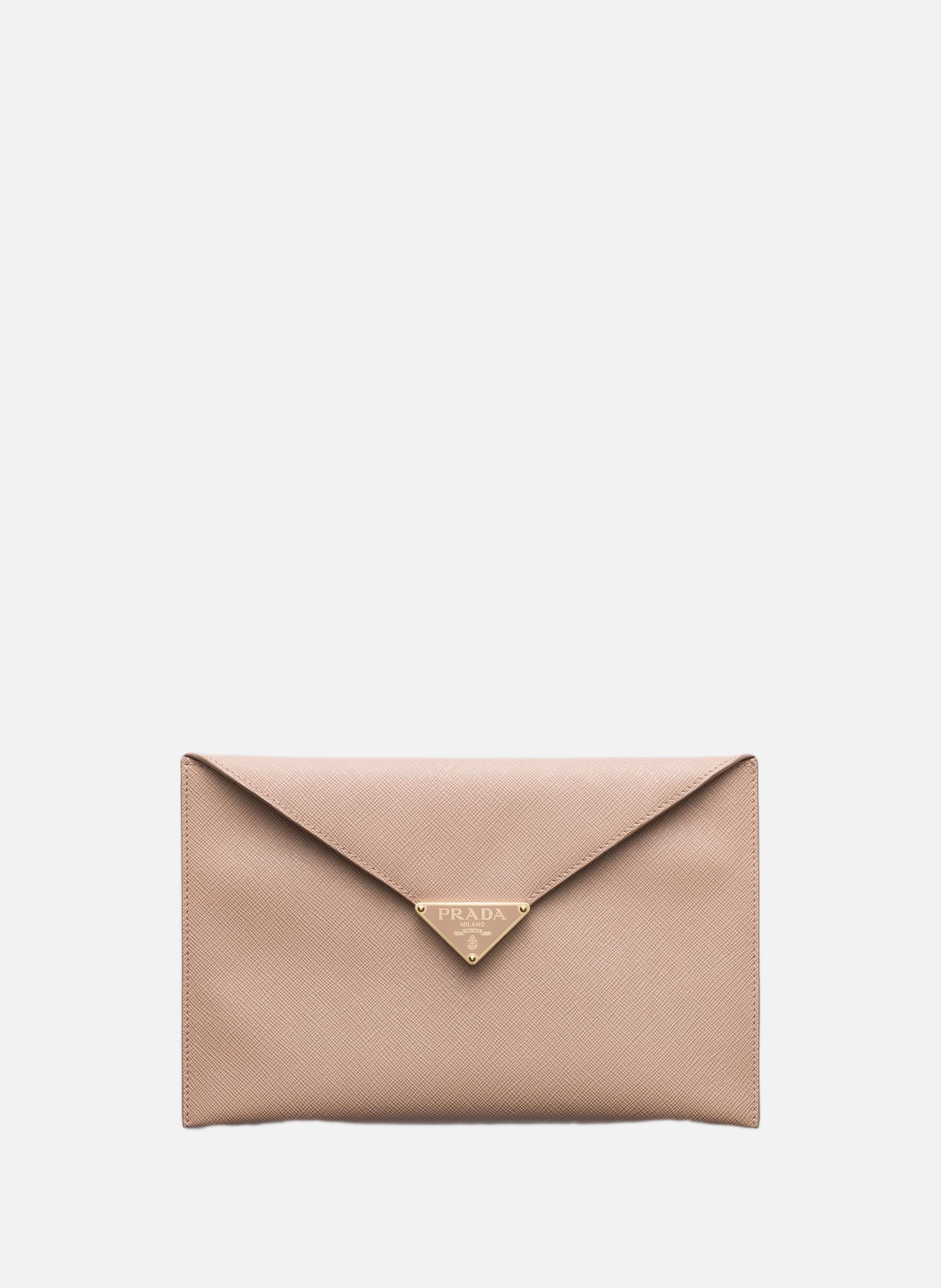 Pochette enveloppe en cuir saffiano PRADA Rose