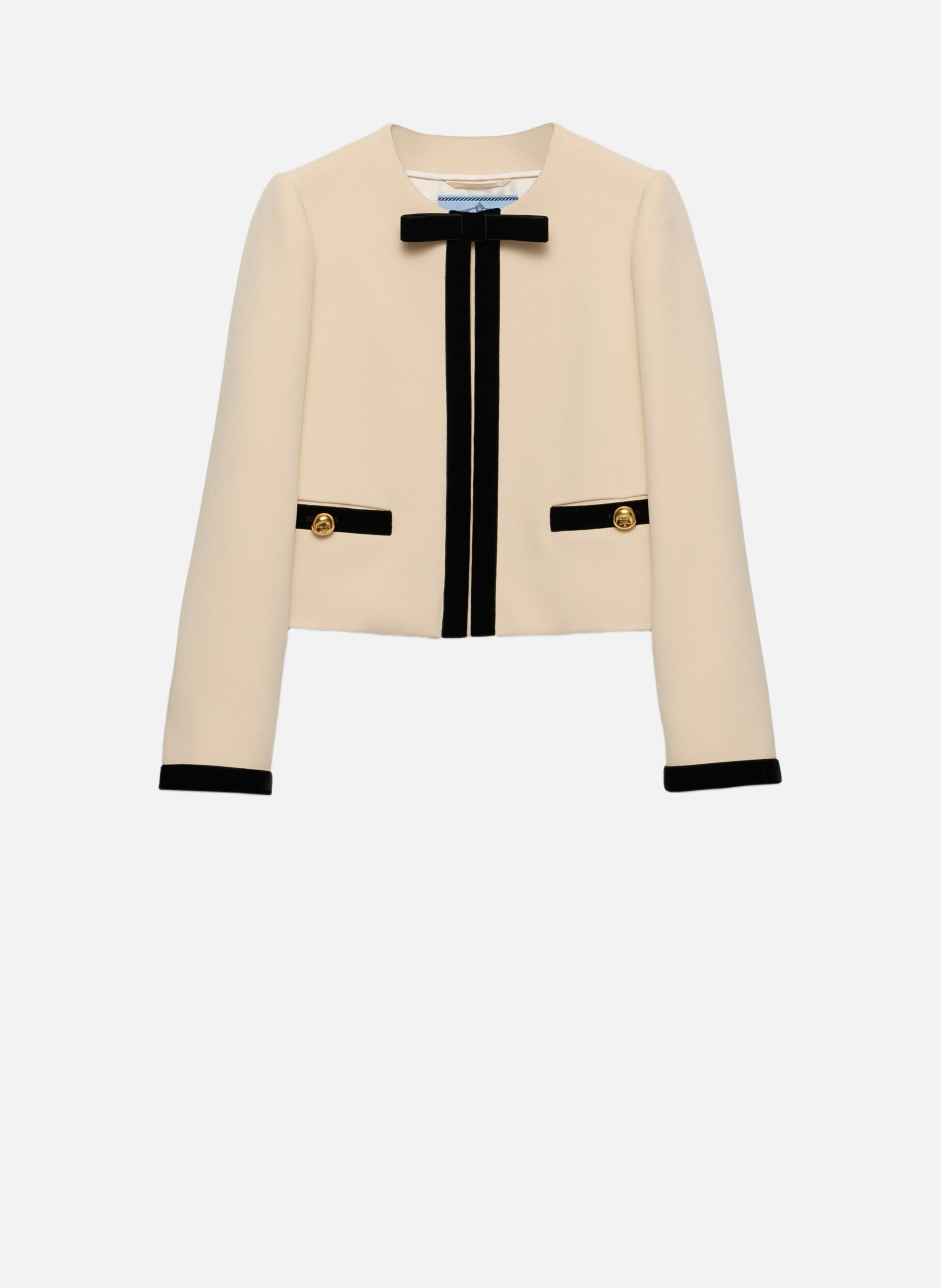 Veste droite en soie sablée compacte PRADA Beige
