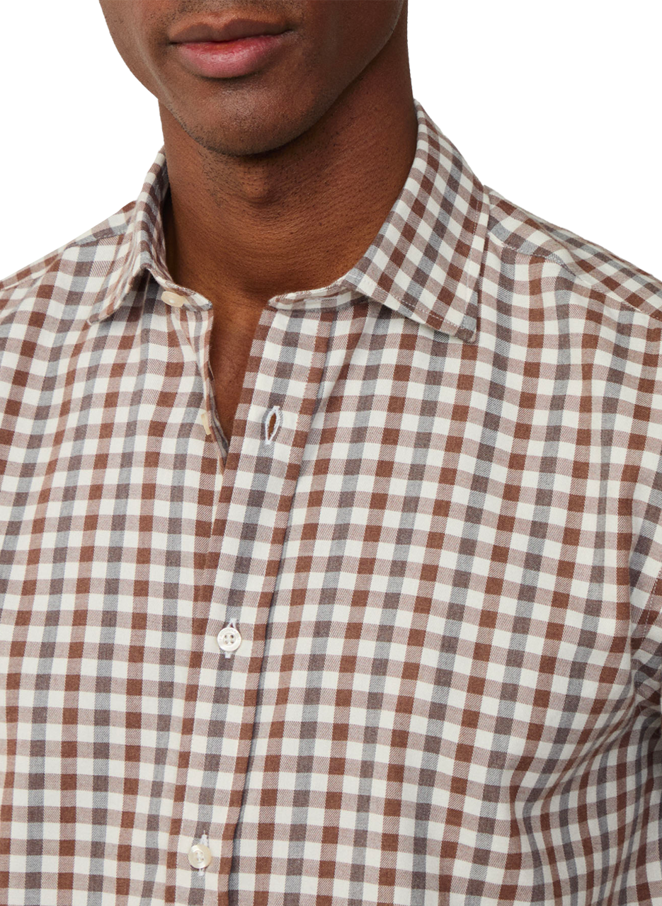 Check cotton Shirt FACONNABLE Brown