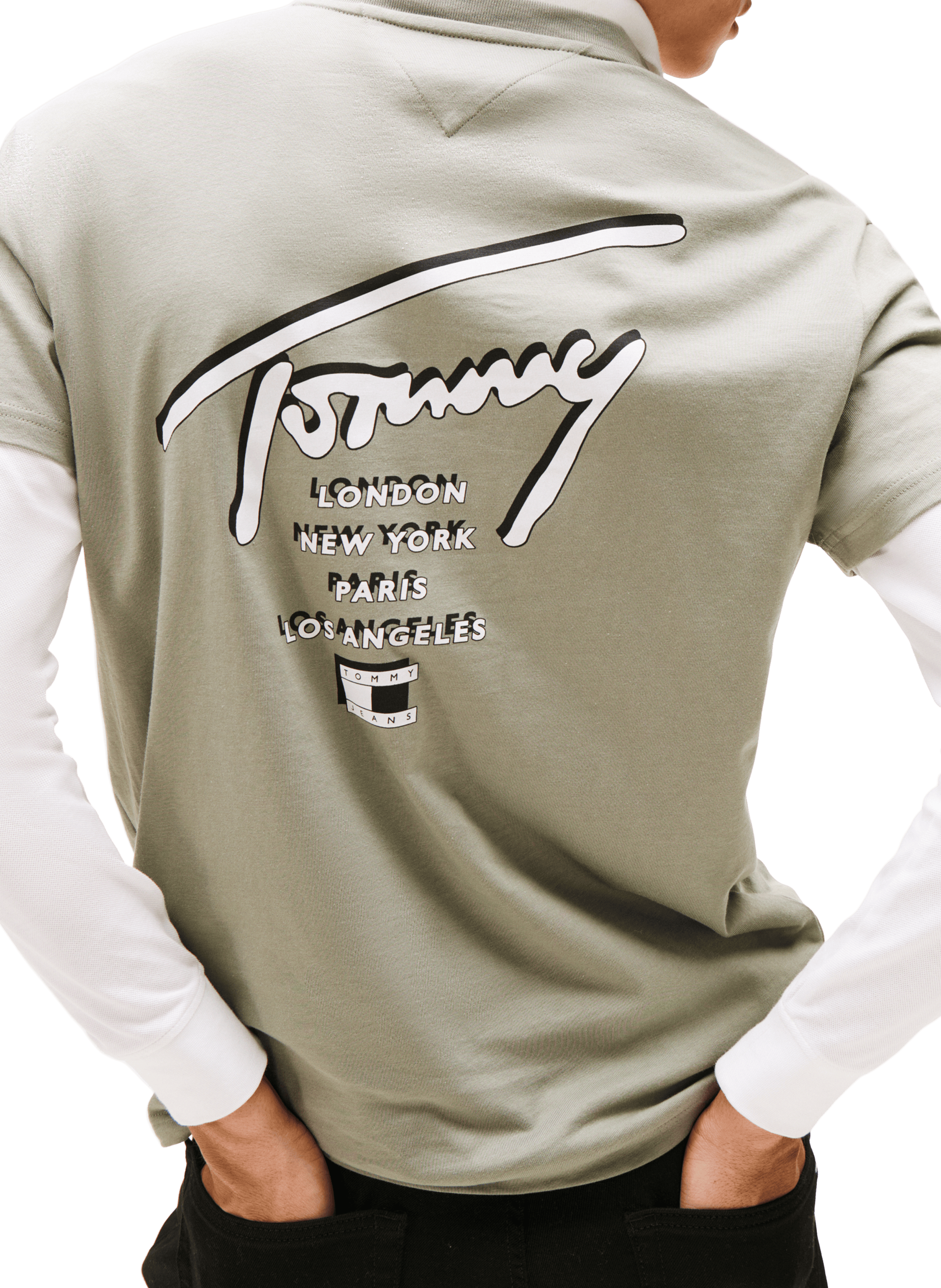 T-shirt in jersey with signature logo on the back TOMMY HILFIGER Khaki