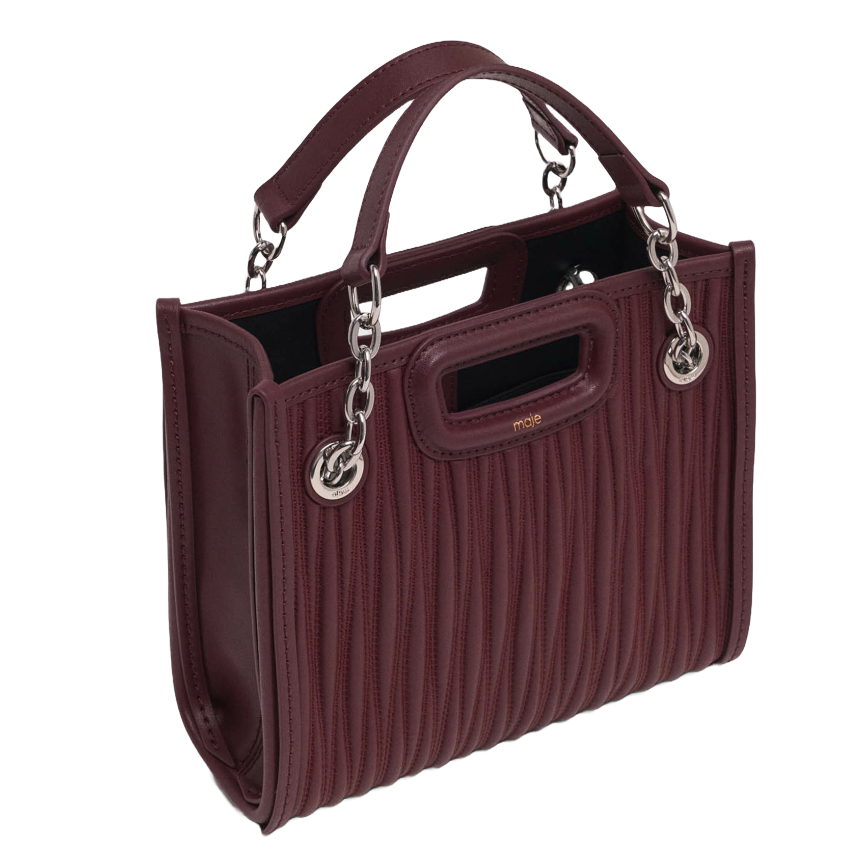 Sac bandoulière en cuir m cabas mini MAJE Rouge
