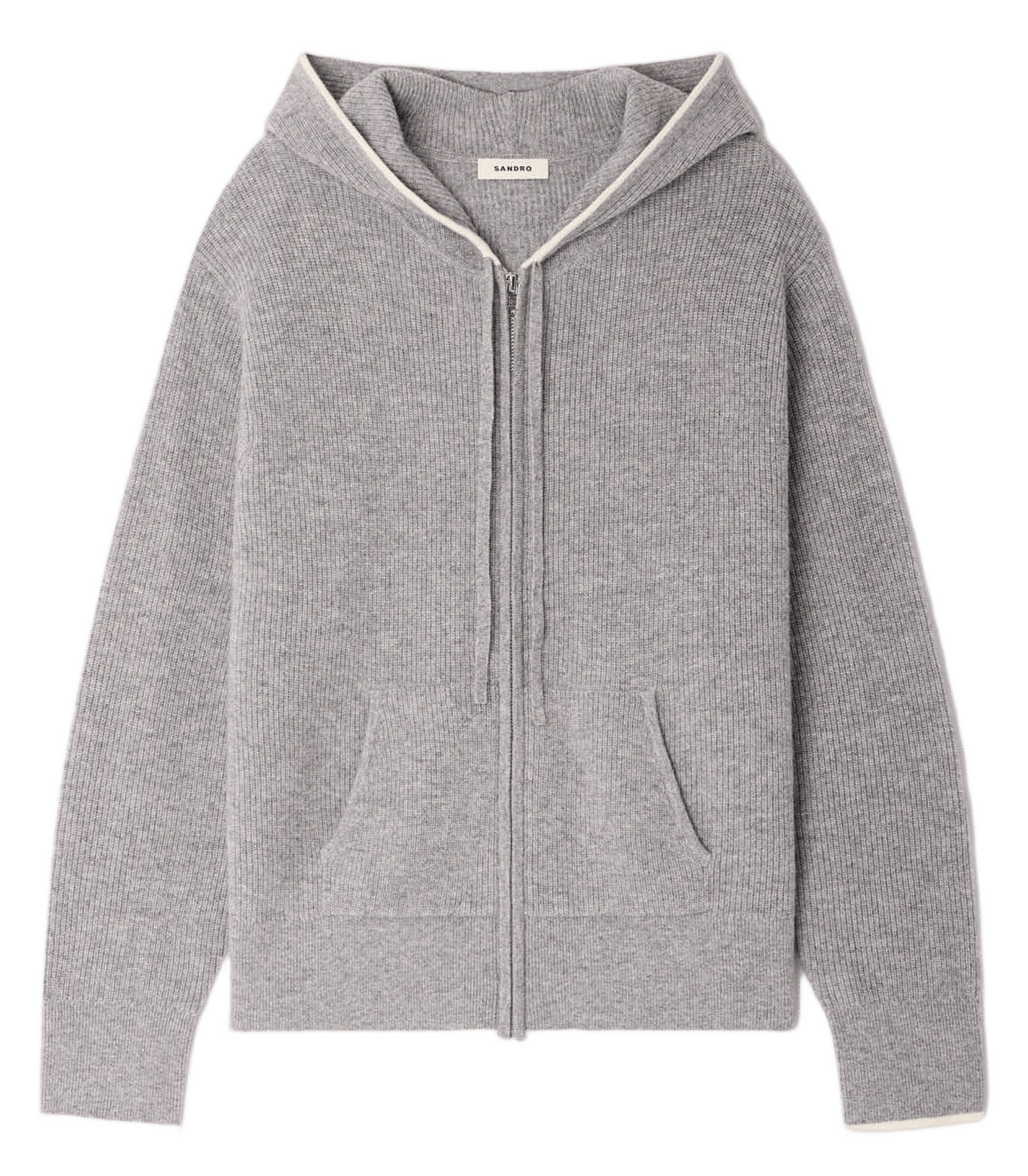 Sweat zippé à capuche SANDRO Gris