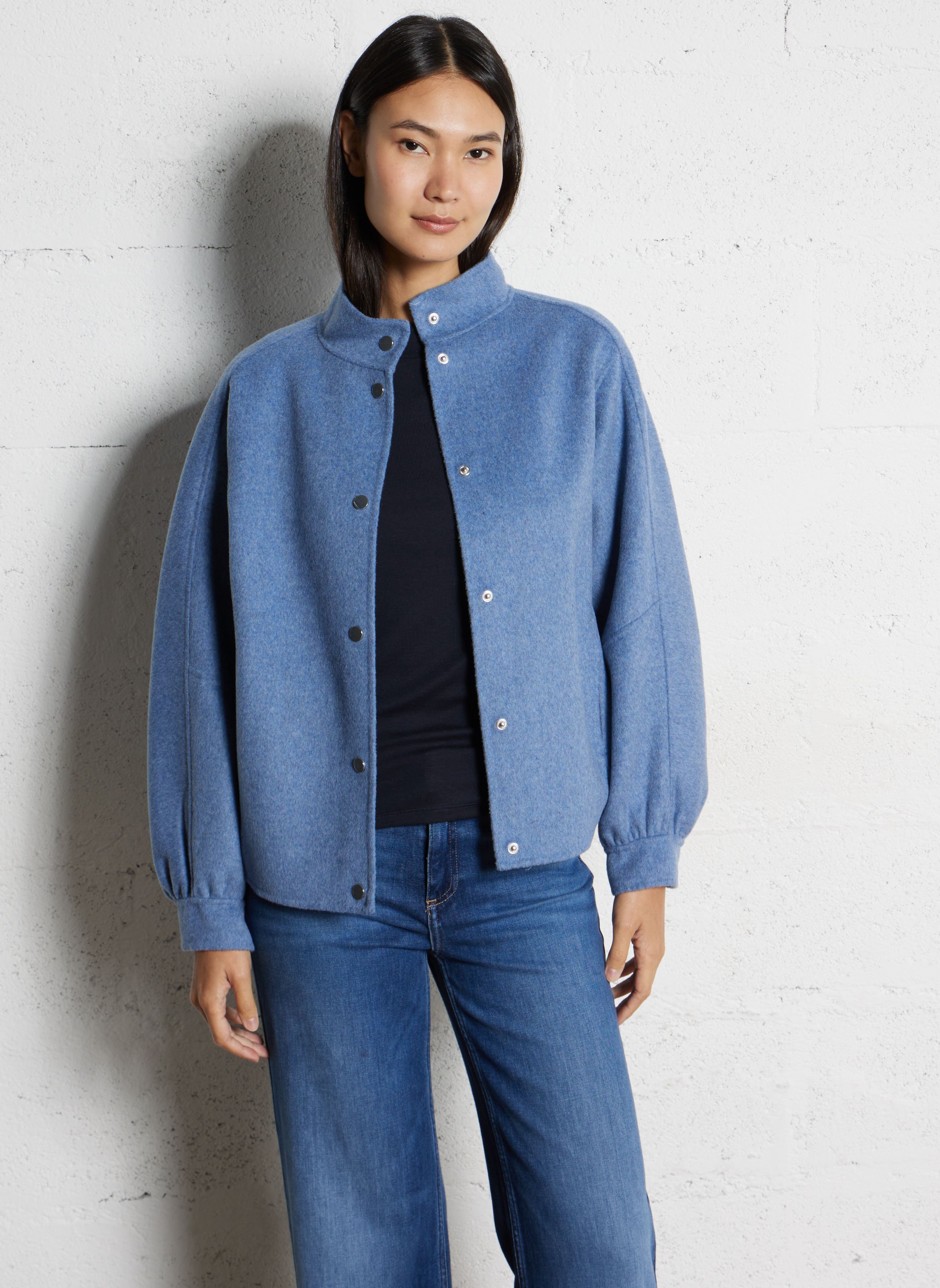 Manteau droit uni en laine mélangée arthur MAISON 123 Bleu