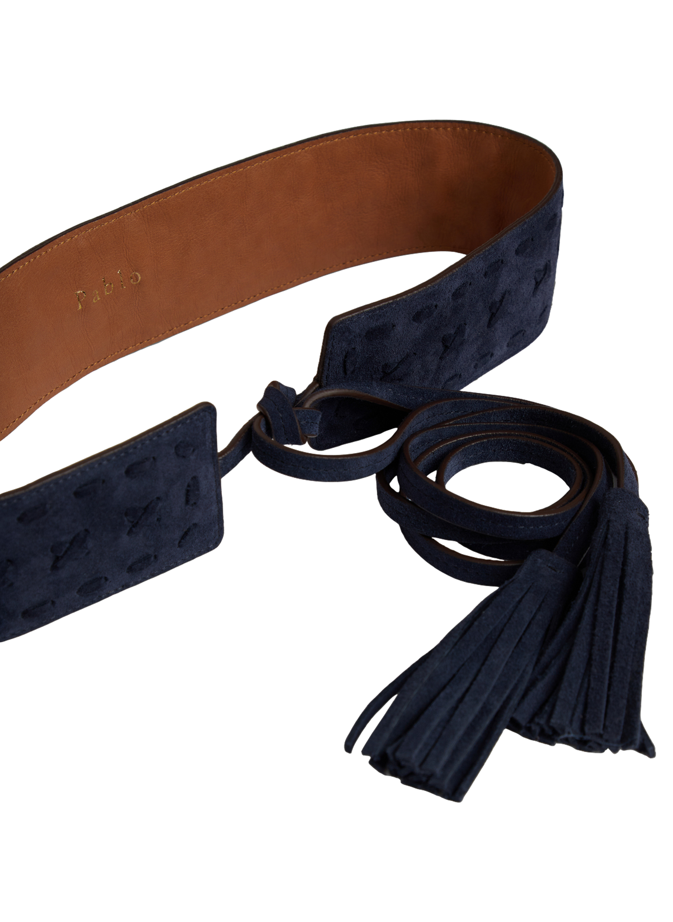 Ceinture en cuir velours - irina PABLO Bleu