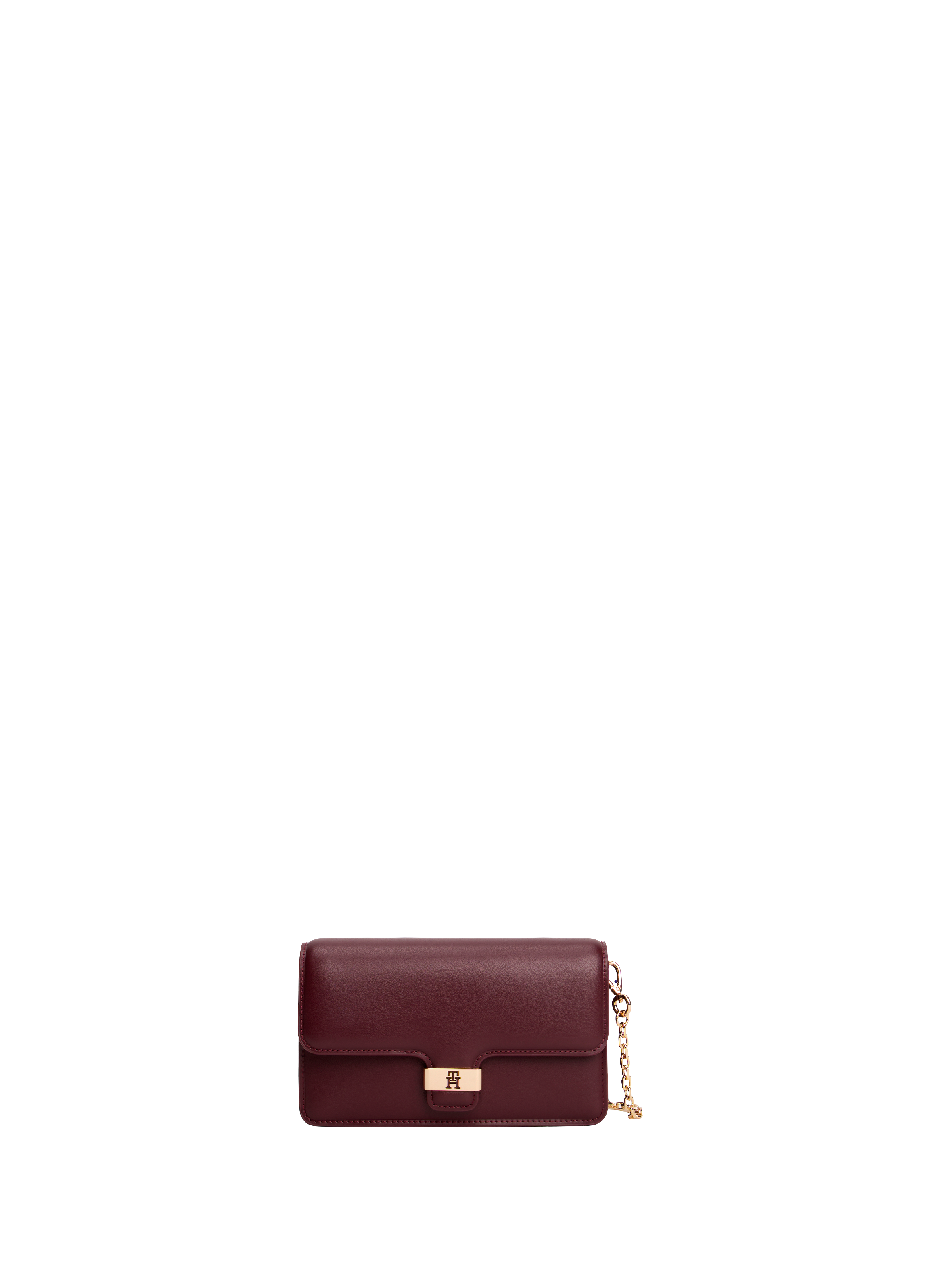 Clutch bag with logoed clasp in faux leather TOMMY HILFIGER Red