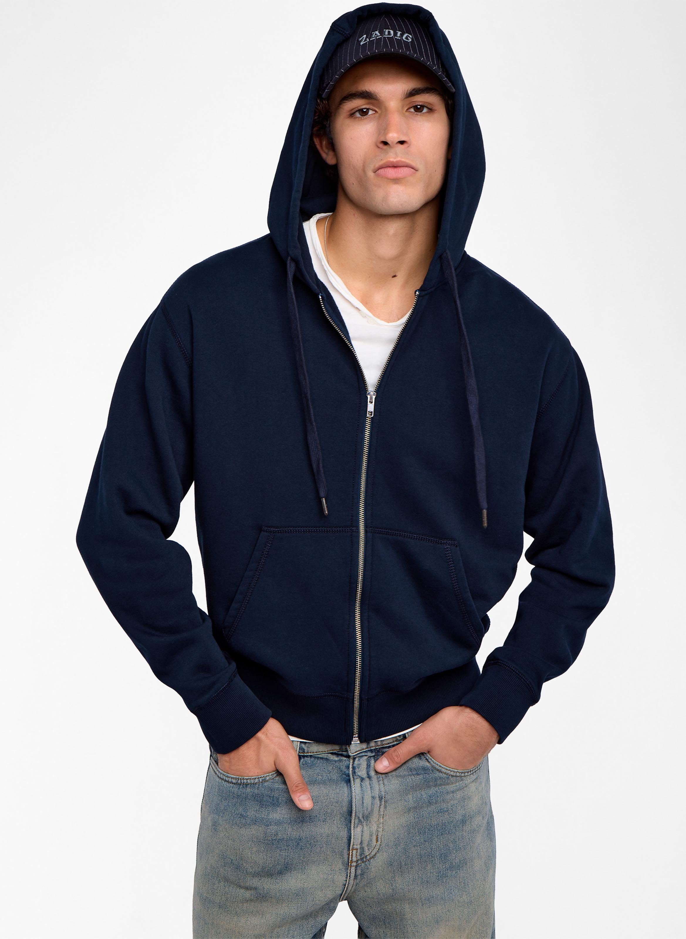 Sweat droit à capuche en coton mélangé sacha ZADIG&VOLTAIRE Bleu