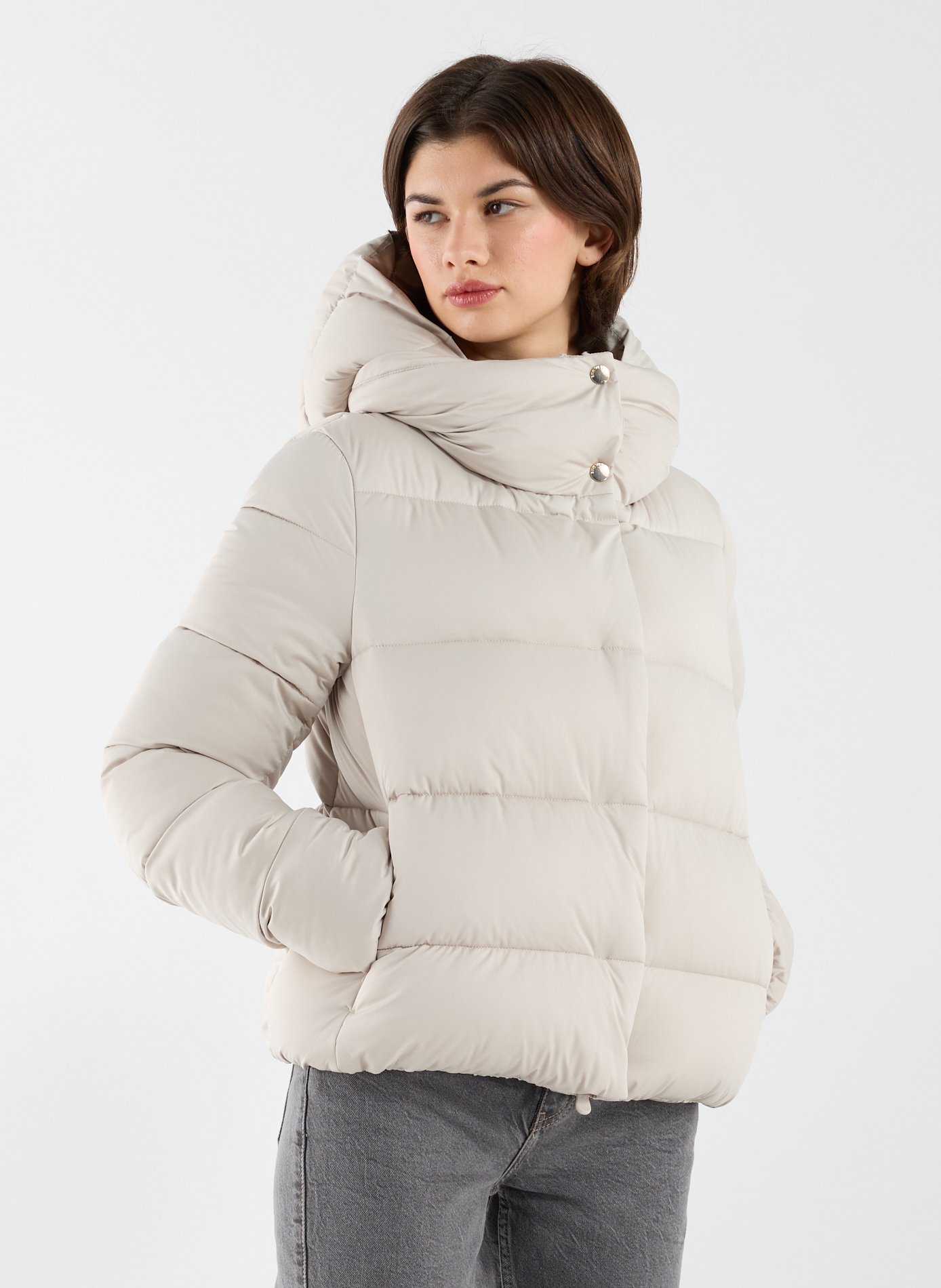 Quilted jacket with removable hood SAVE THE DUCK Beige