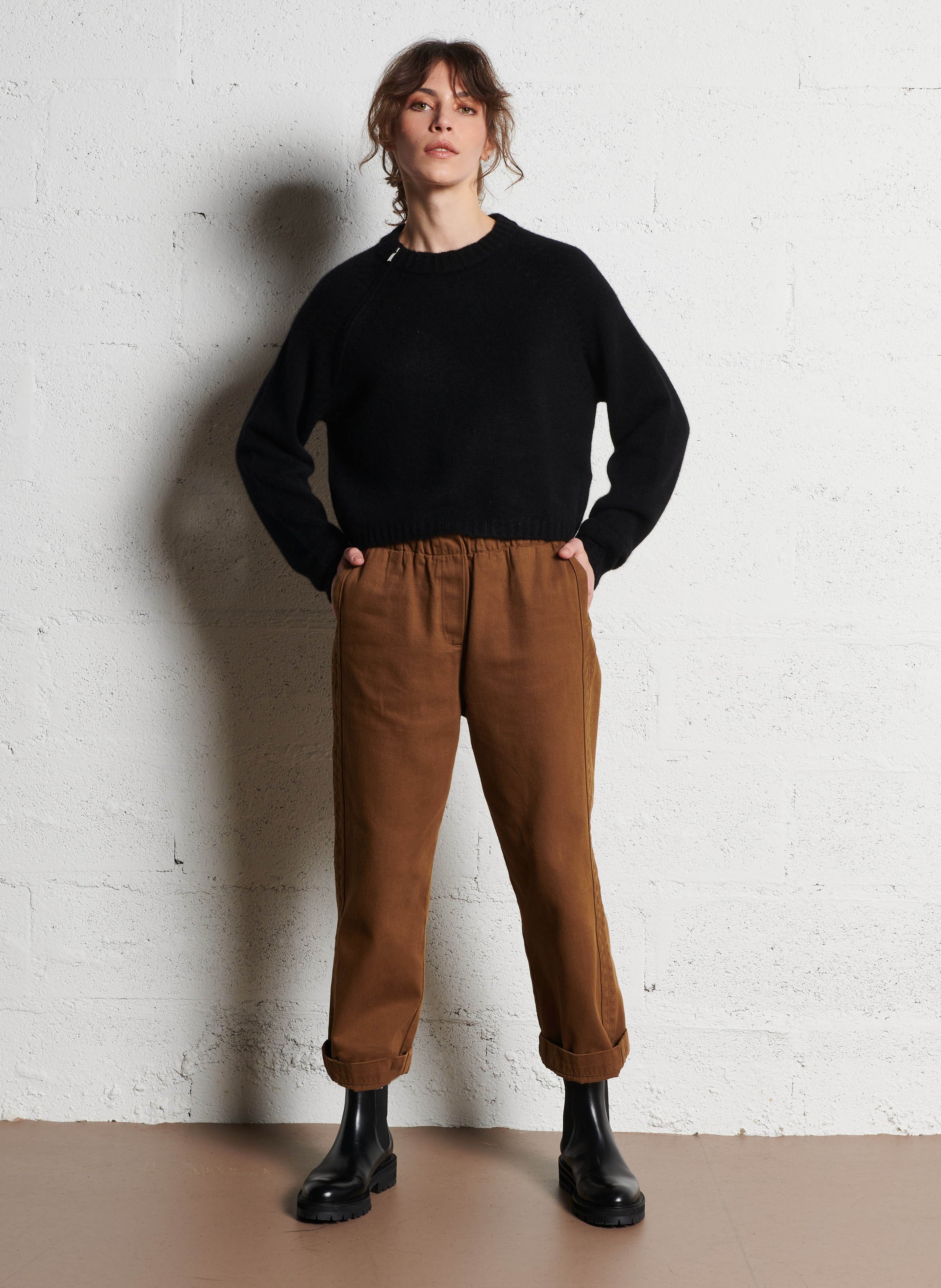 Pull court col rond en cachemire corvy BA&SH Noir