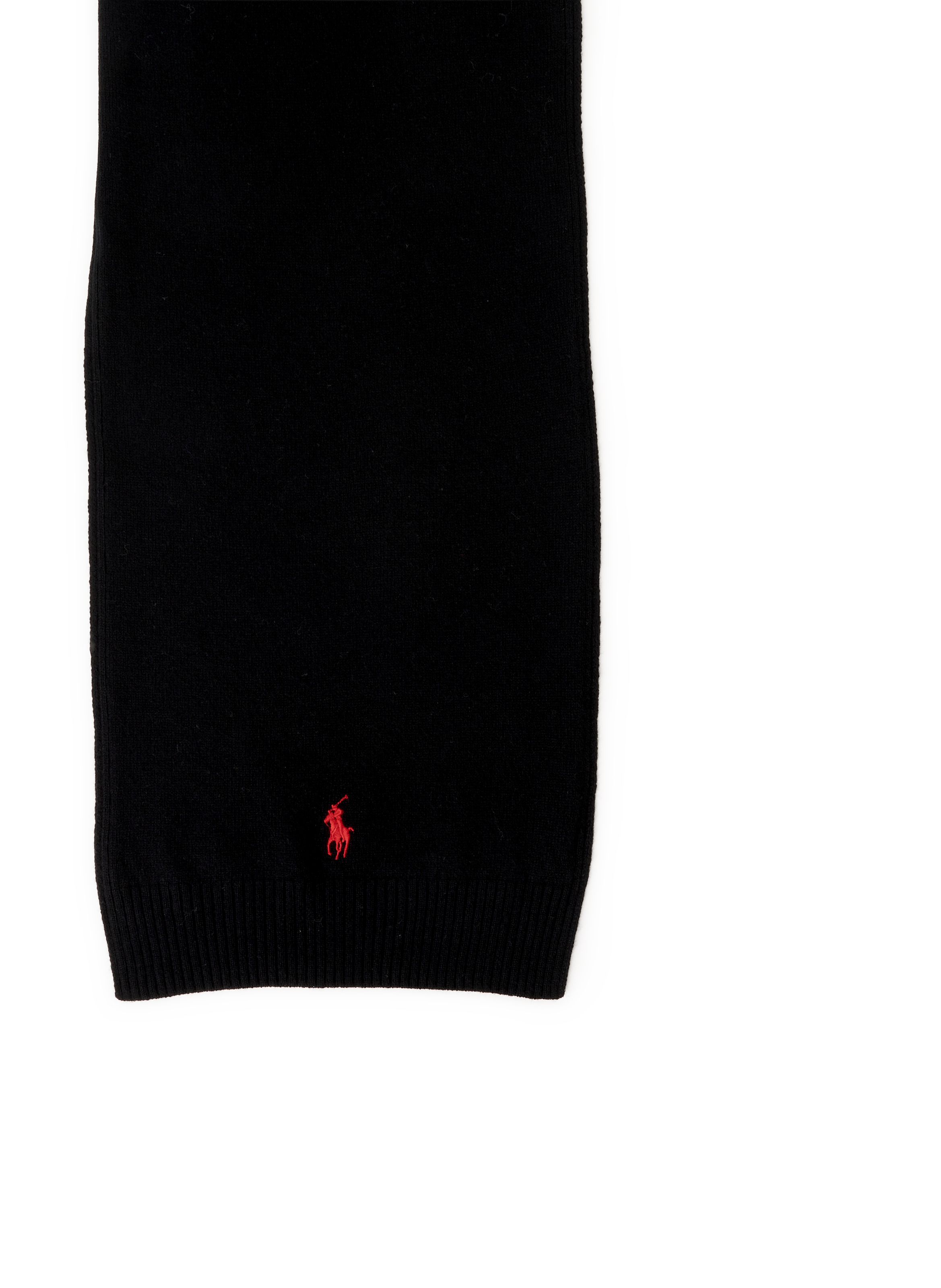 Straight embroidered merino wool scarf POLO RALPH LAUREN Black