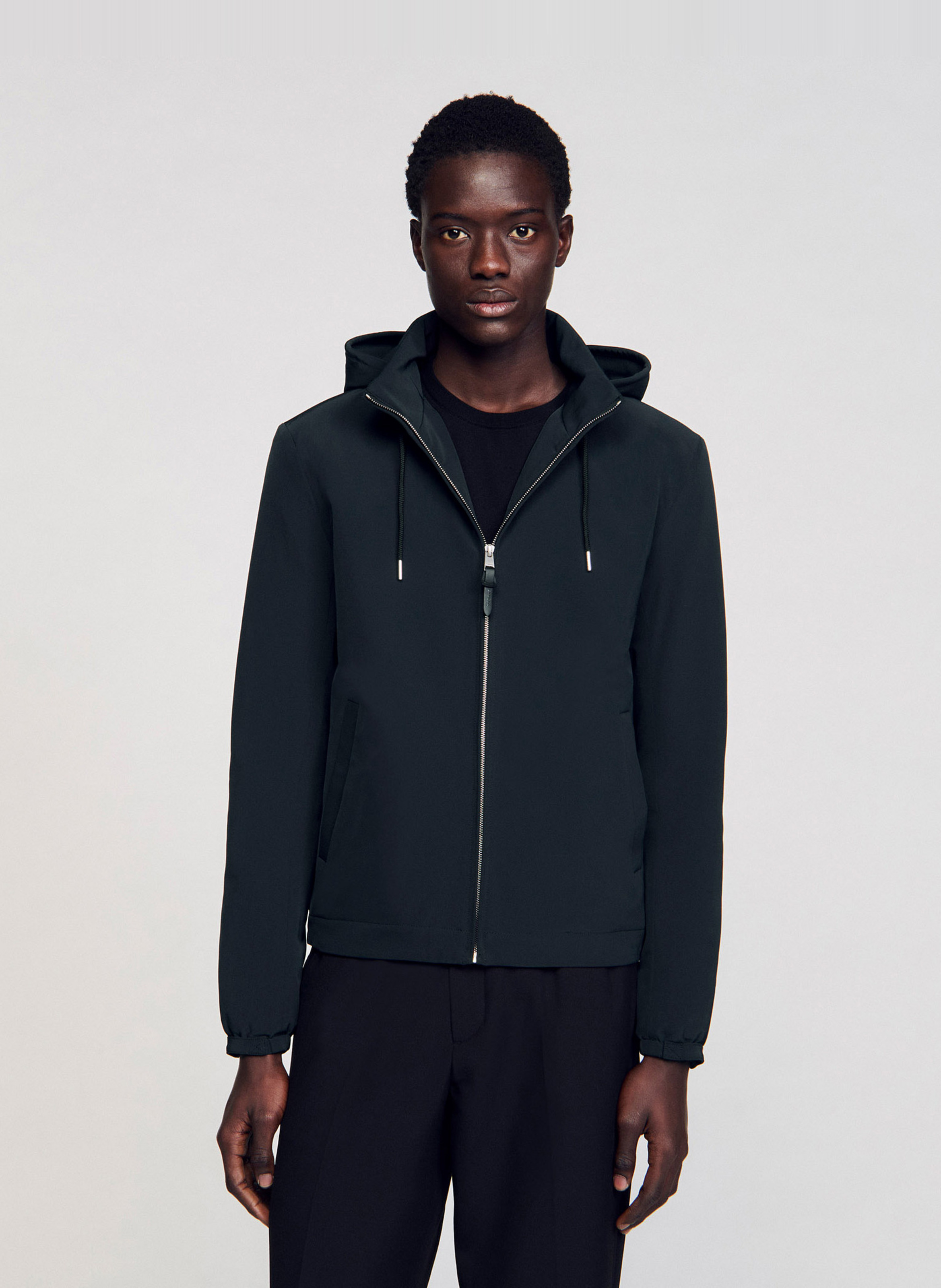 Blouson zippé à capuche SANDRO Bleu