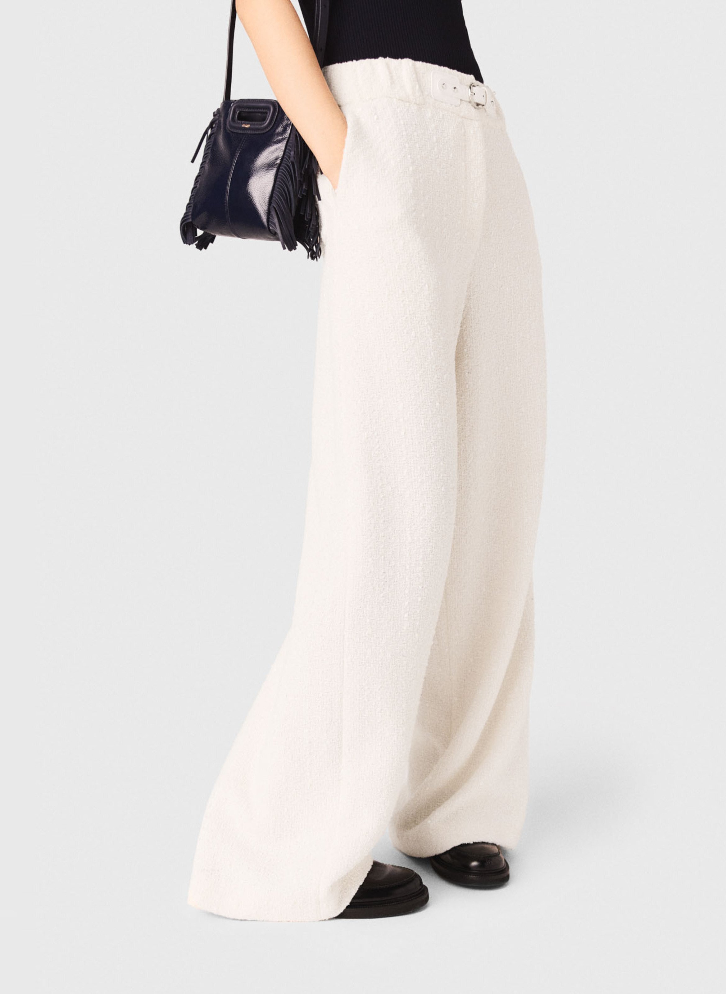 Pantalon large en coton mélangé MAJE Beige