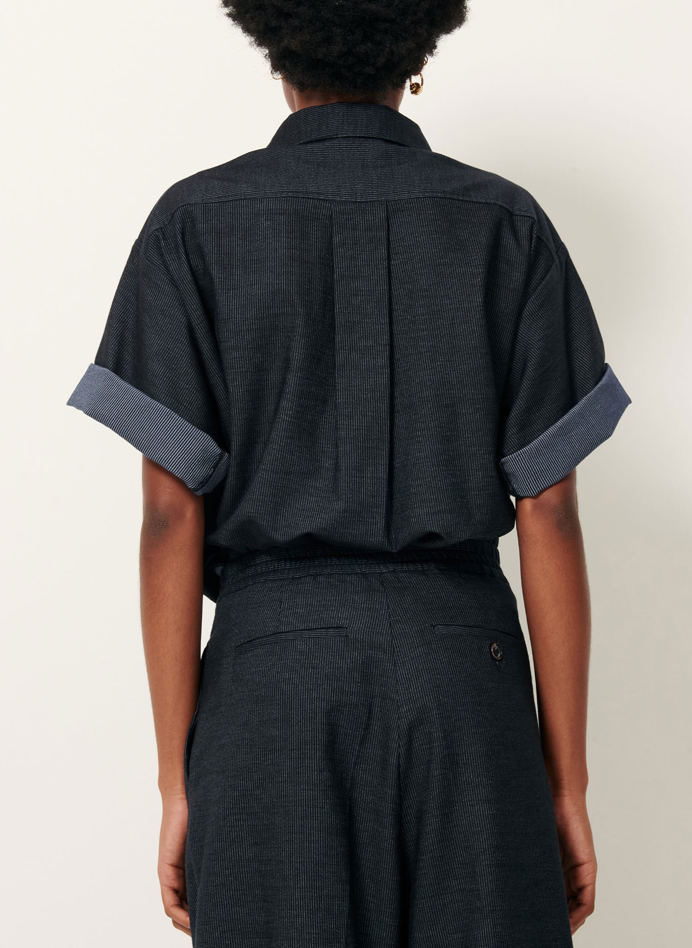 Chemise col classique en denim ka SESSUN Bleu