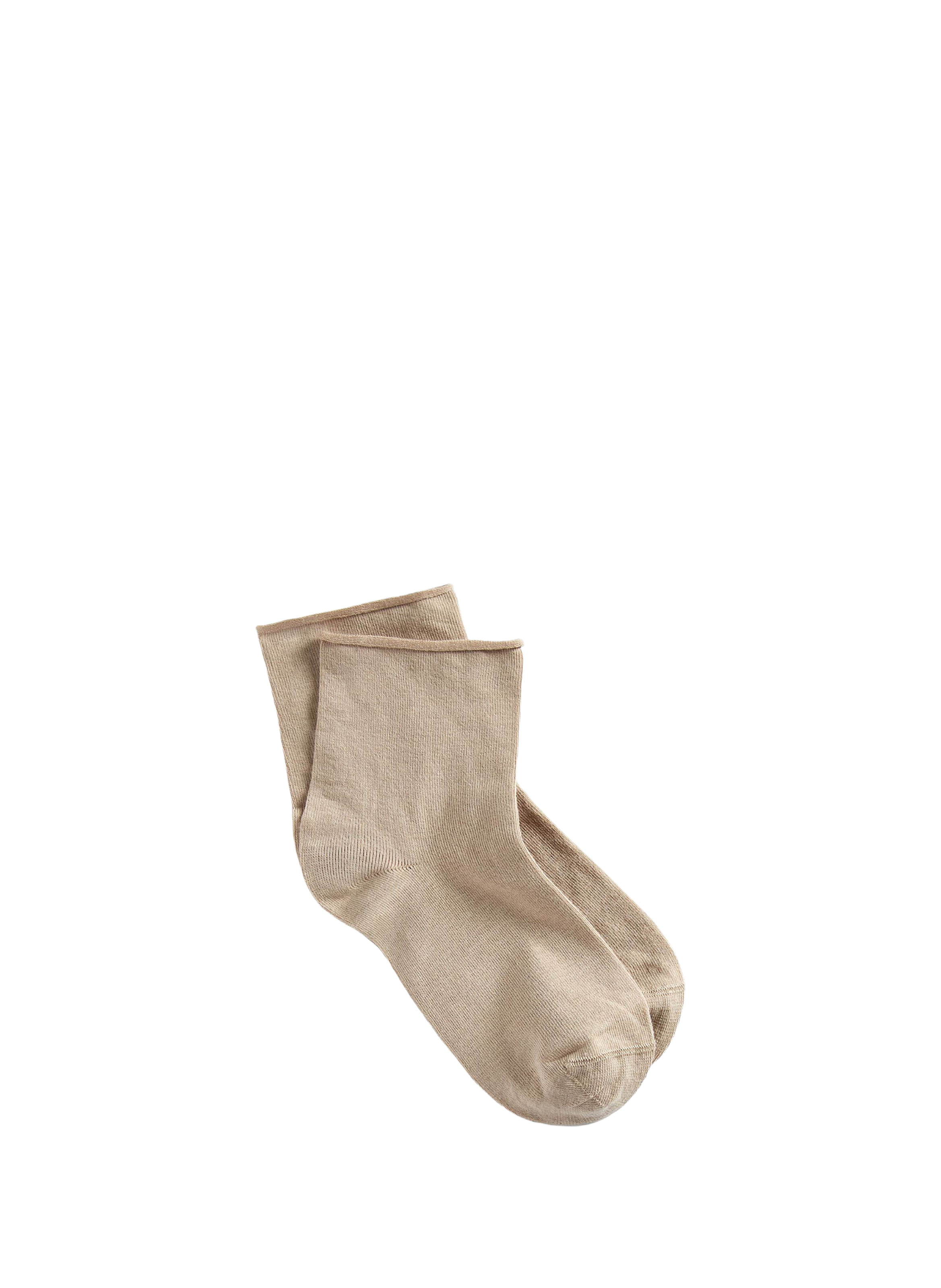 Rolled edge ankle socks in blended organic cotton LE BOURGET Beige