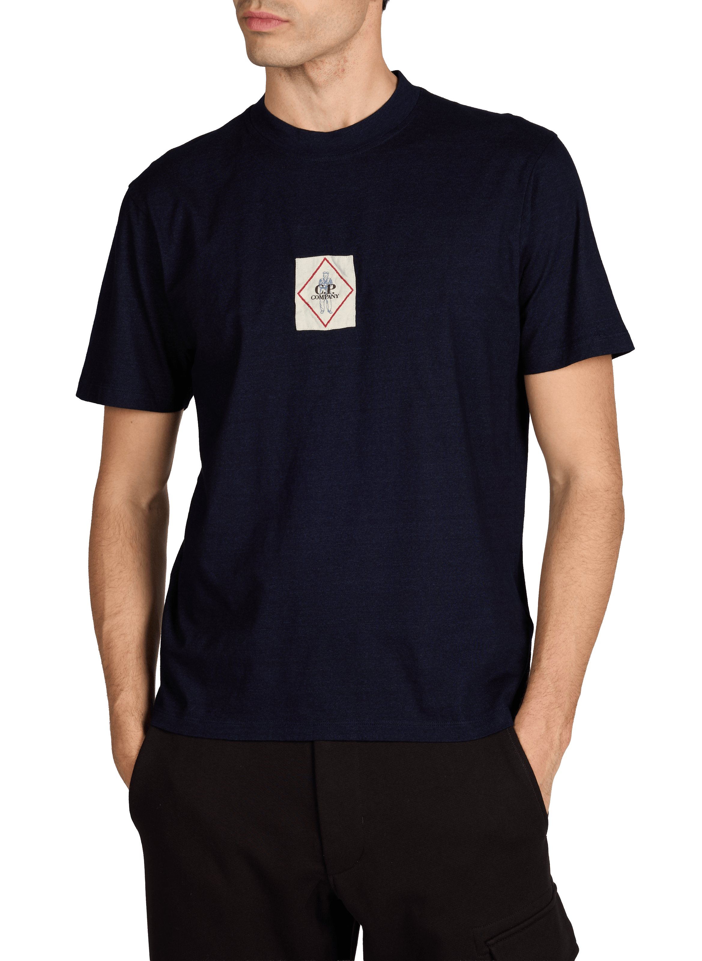 T-shirt à logo en coton CP COMPANY Bleu