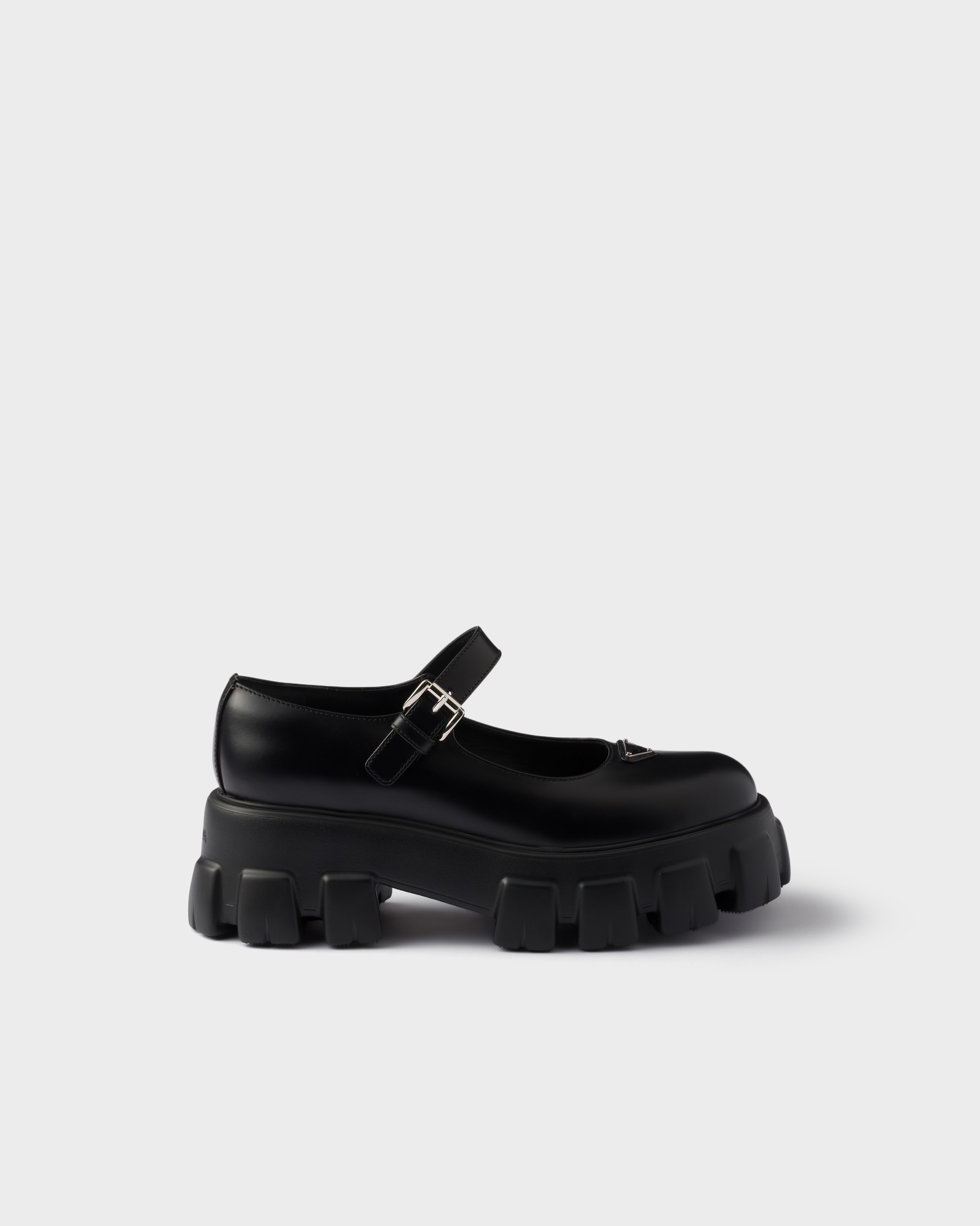 Mary janes monolith en cuir brossé PRADA Noir