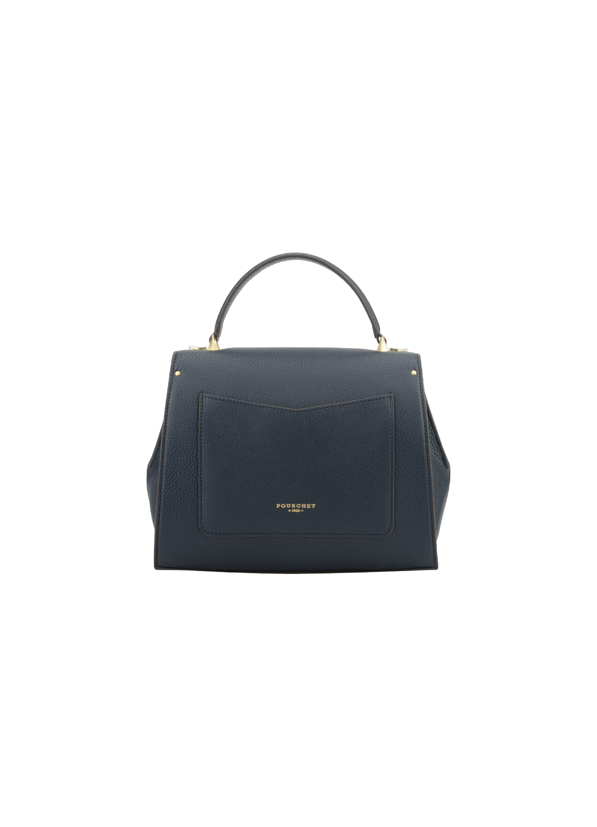 Sèvres | Sac porté main et épaule MM en cuir de veau grainé POURCHET Bleu